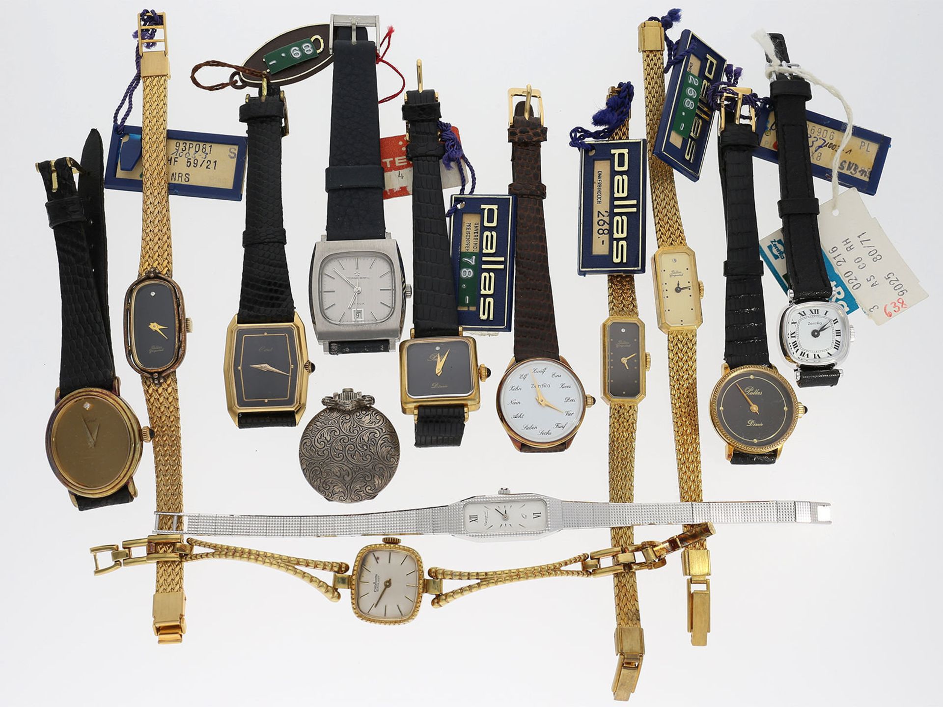 Konvolut Armbanduhren: großes Konvolut bestehend aus insgesamt 12 Armbanduhren und einer Taschenuhr,