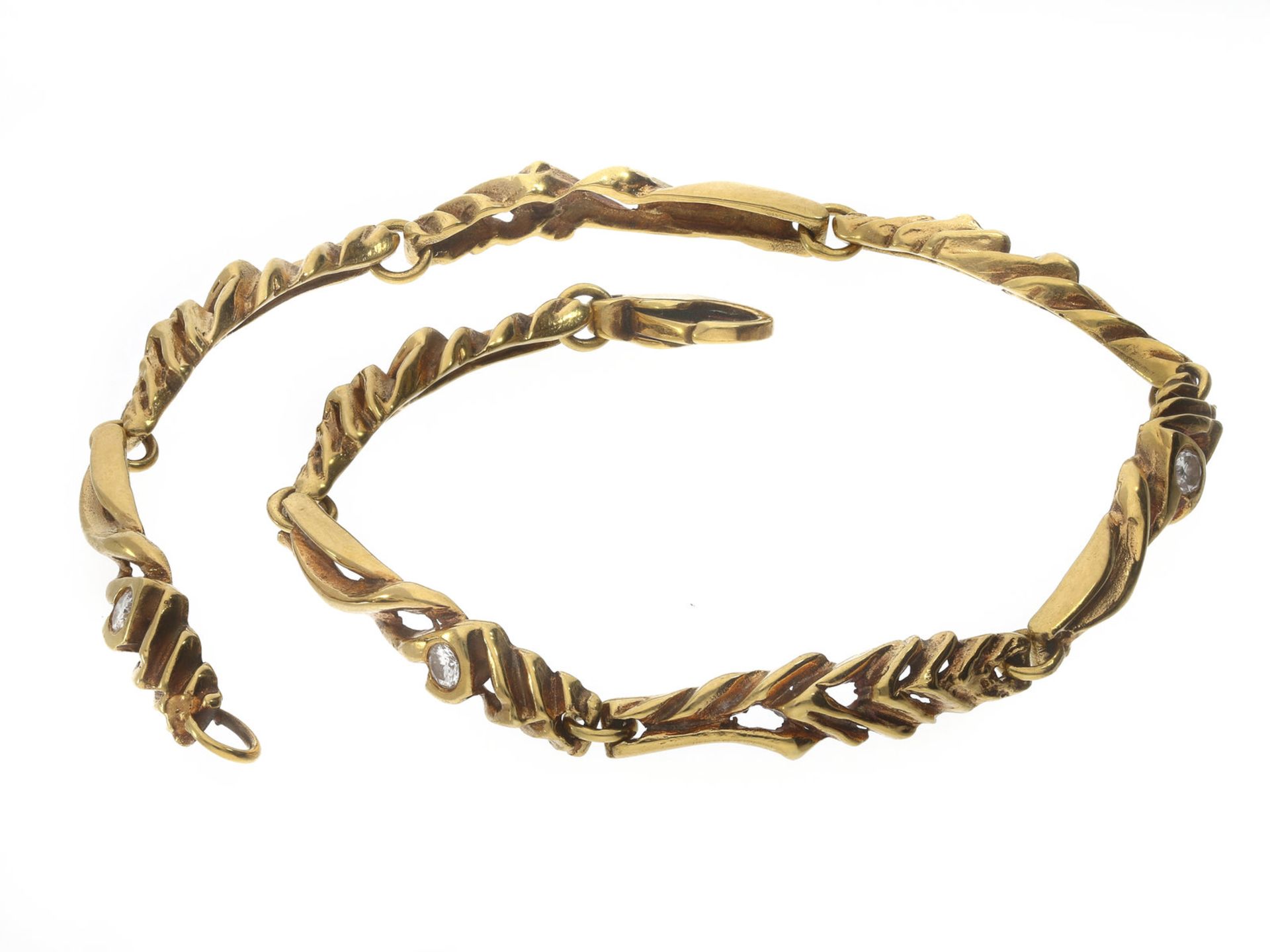Armband: interessantes und außergewöhnliches Designer-Goldschmiedearmband mit BrillantbesatzCa. 19cm