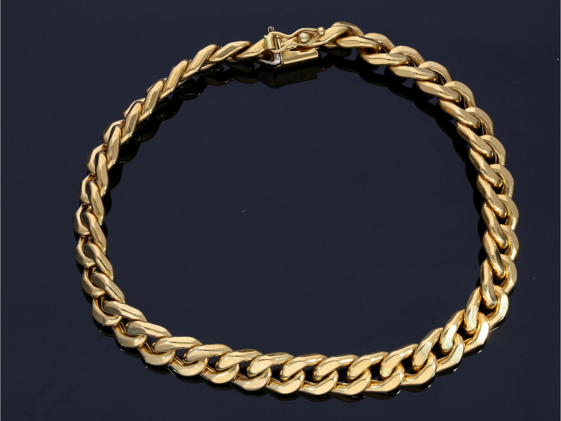 Armband: goldenes vintage Panzerarmband, 18K Gold, ungetragenCa. 21,5cm lang, ca. 7mm breit, ca.16,