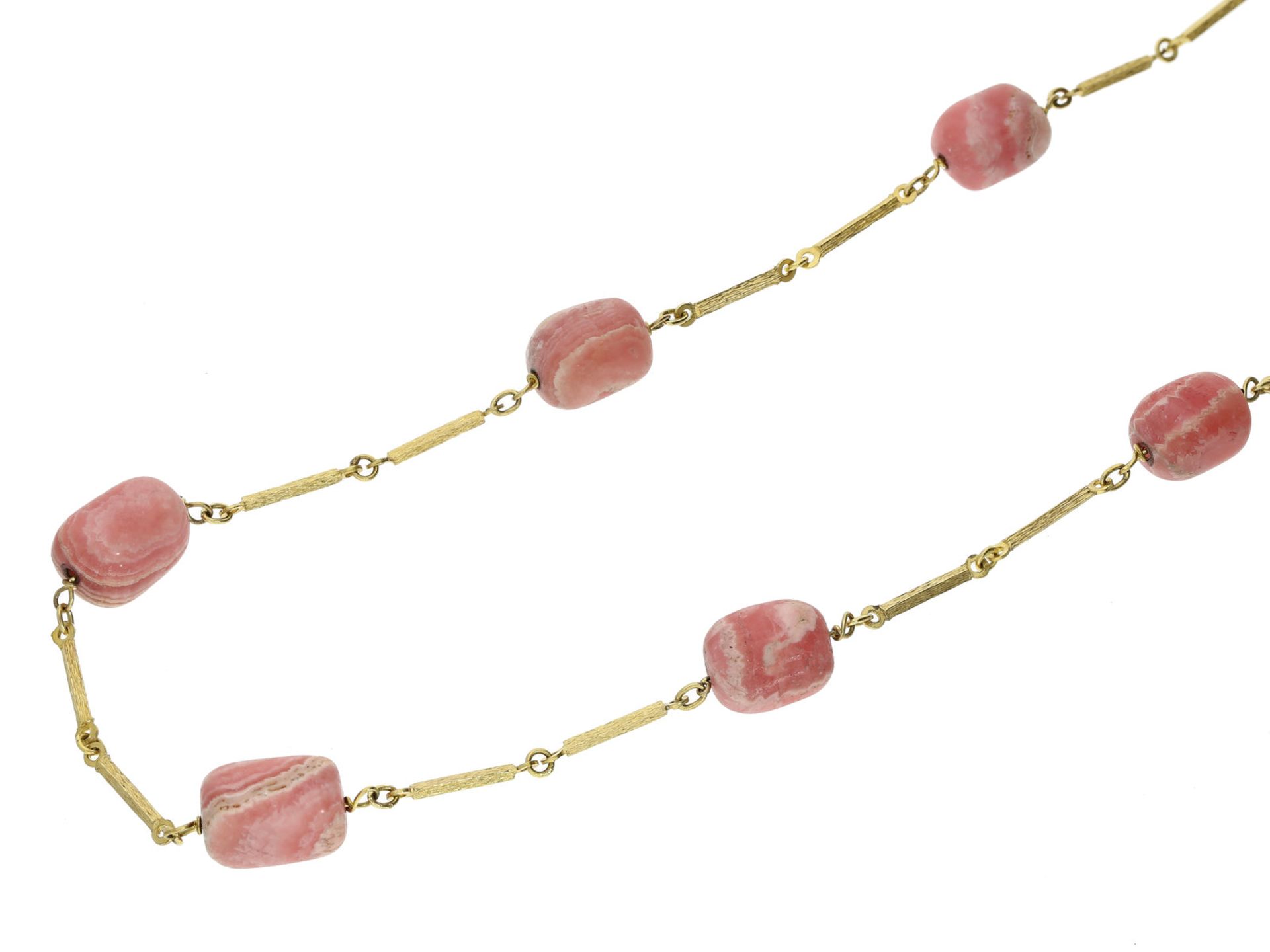 Kette/Collier: schwere, dekorative vintage Goldkette mit RhodochrositCa. 72cm lang, ca.36,9g, 8K