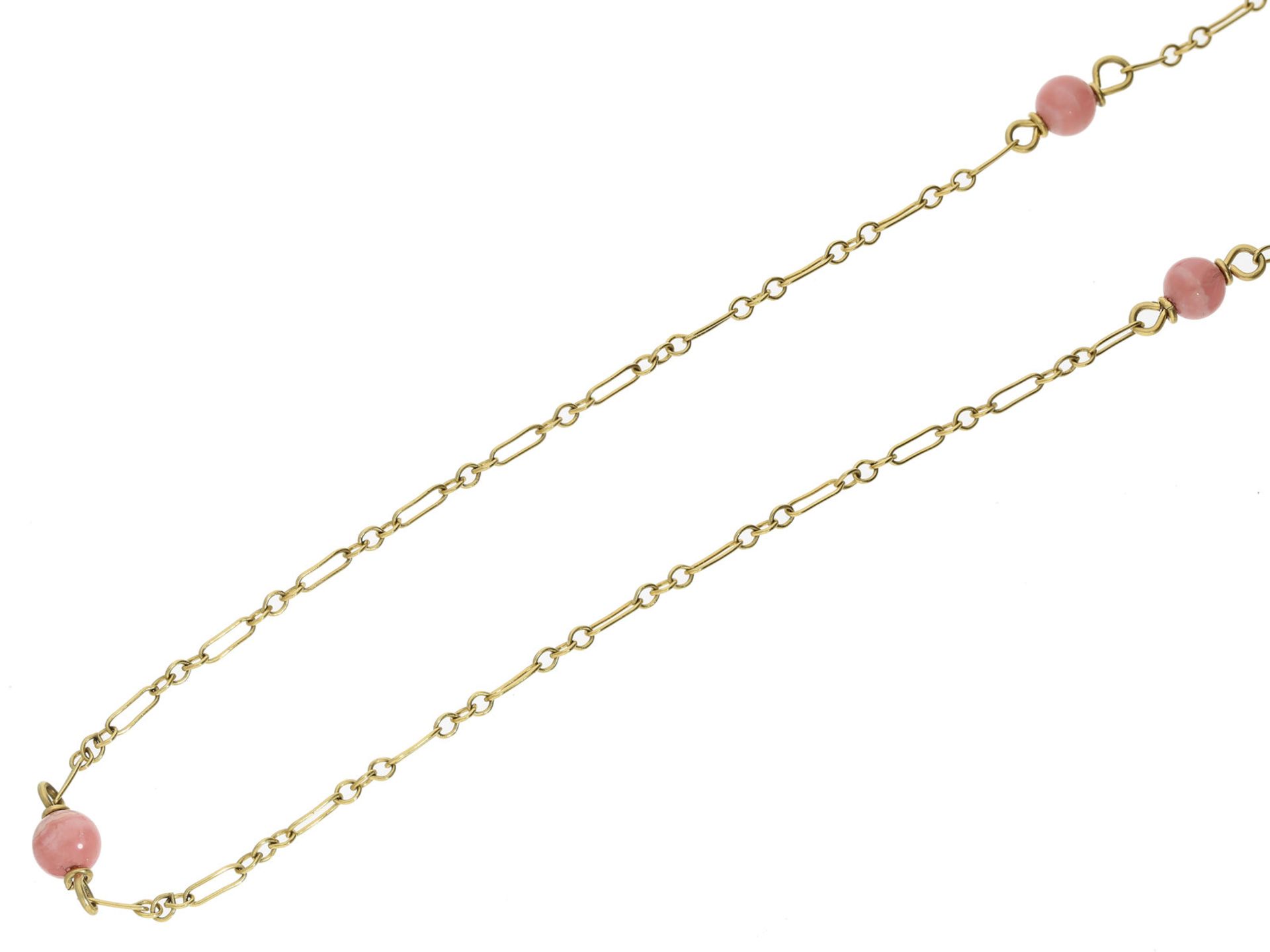 Kette/Collier: feine vintage Goldkette mit RhodochrositCa. 80cm lang, ca.6,9g, 8K Gold,