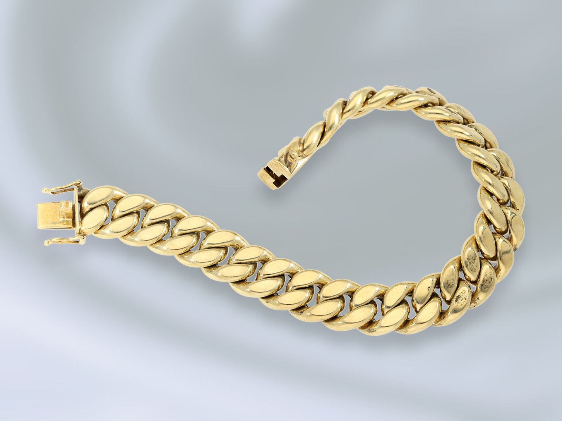 Armband: breites vintage Panzerarmband, solide Handarbeit aus 14K GoldCa. 18,5cm lang, ca. 11,5mm