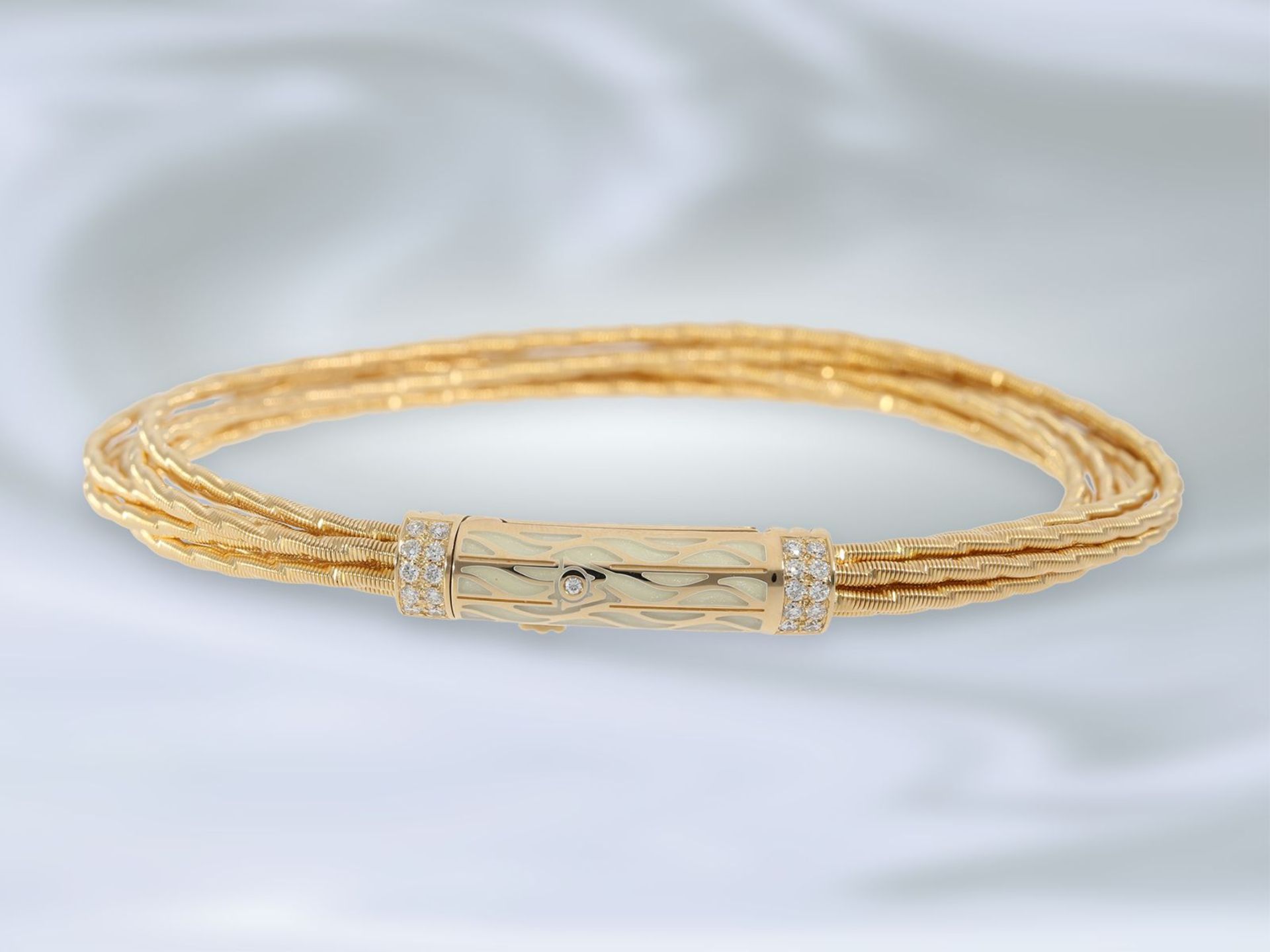 Armband: exquisites, neuwertiges Gold/Emaille-Armband von Wellendorff "Flügel der Nacht", - Bild 4 aus 4