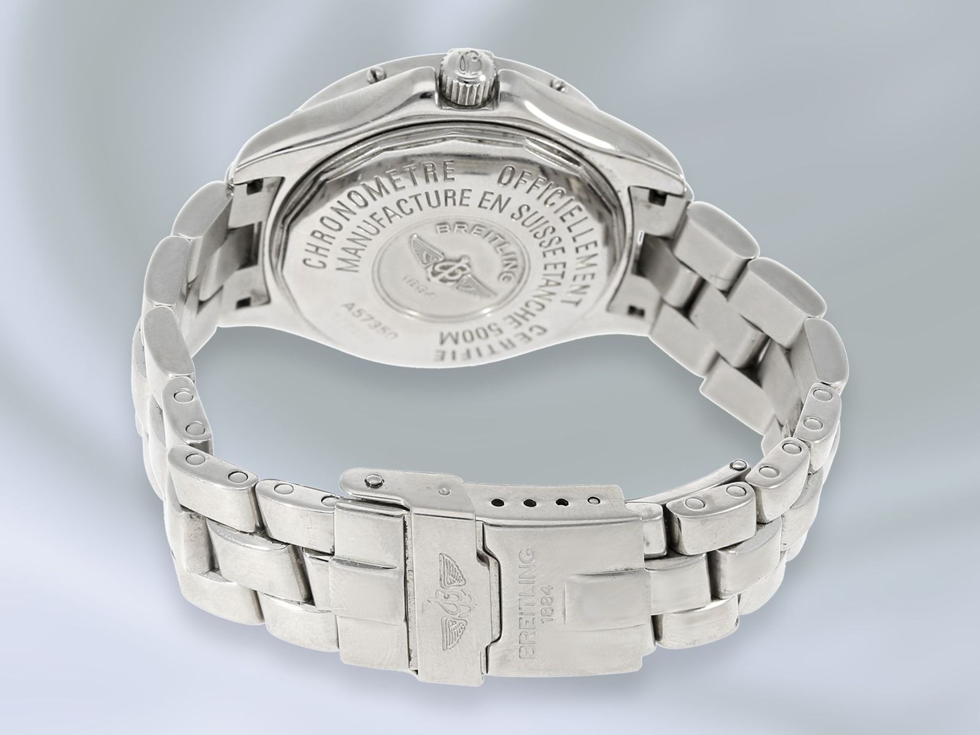 Armbanduhr: luxuriöse, sportliche Damen-Taucheruhr mit originalem Brillantbesatz, Breitling - Bild 2 aus 2