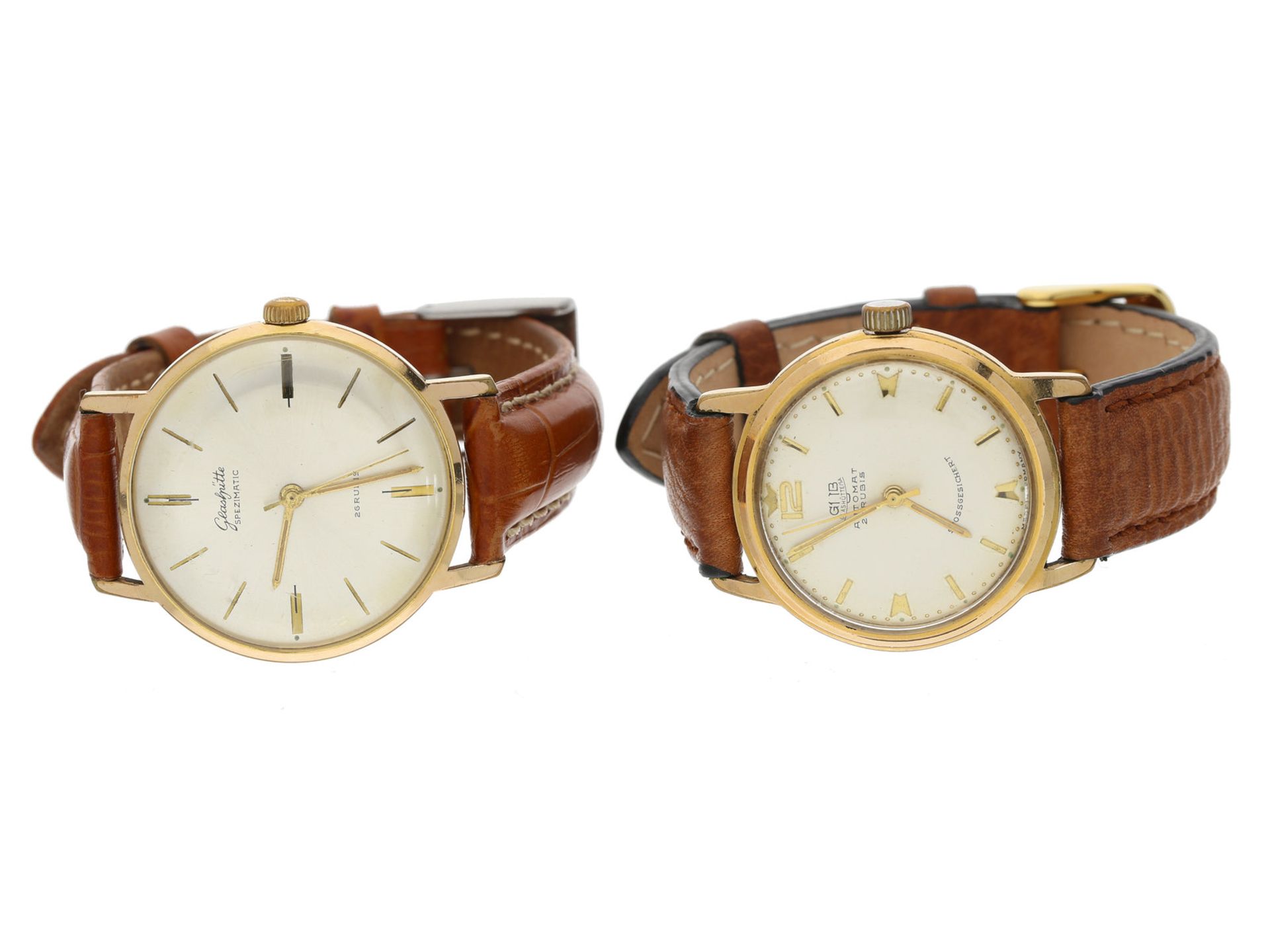 Armbanduhr: Konvolut von 2 vintage Herrenuhren, Glashütter Uhrenbetriebe GUB1. GUB "Glashütte