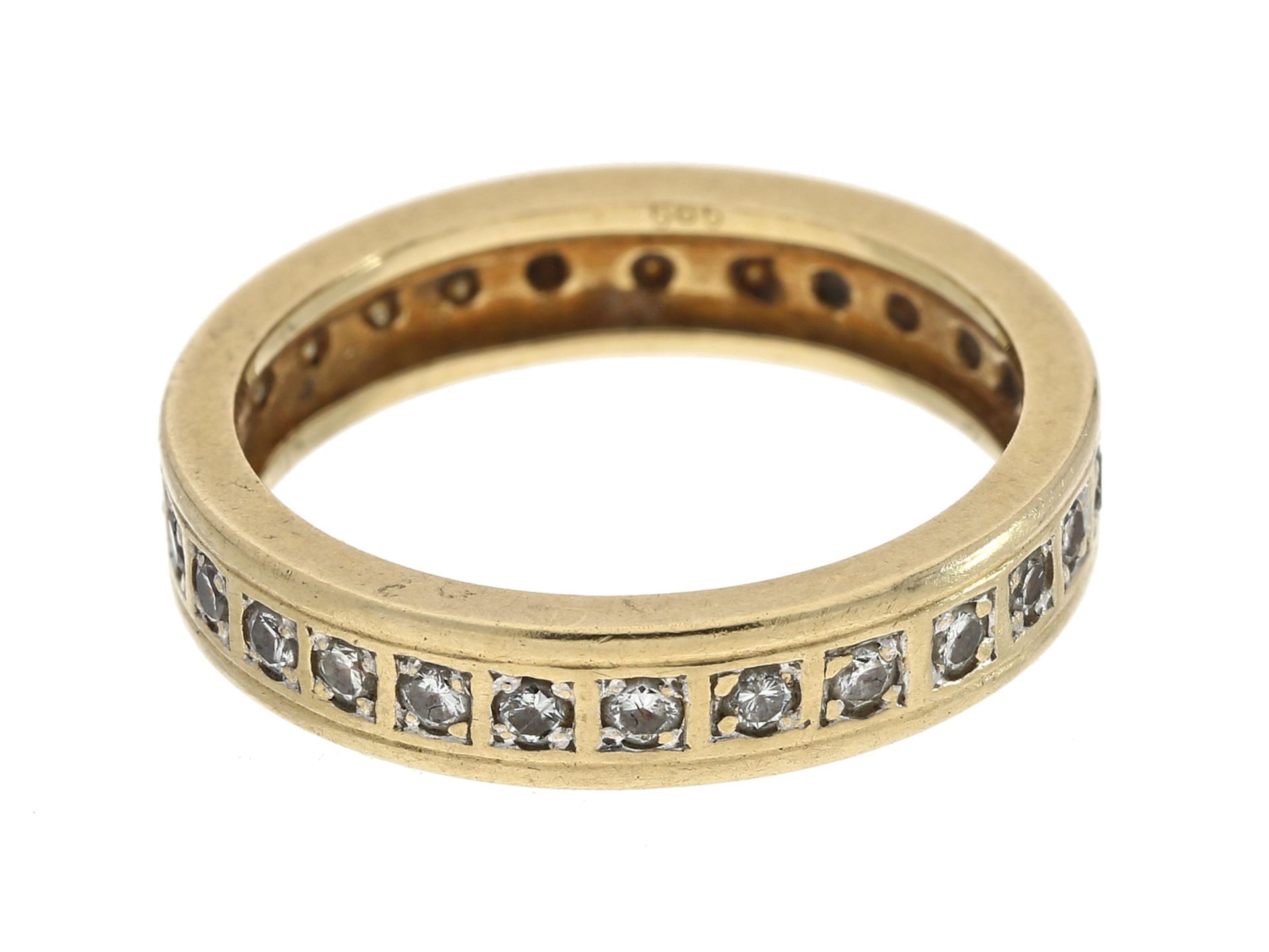 Ring: goldener vintage Memoire-Ring mit Brillantbesatz, ca. 0,3ctCa. Ø18mm, RG56, ca. 4,9g, 14K