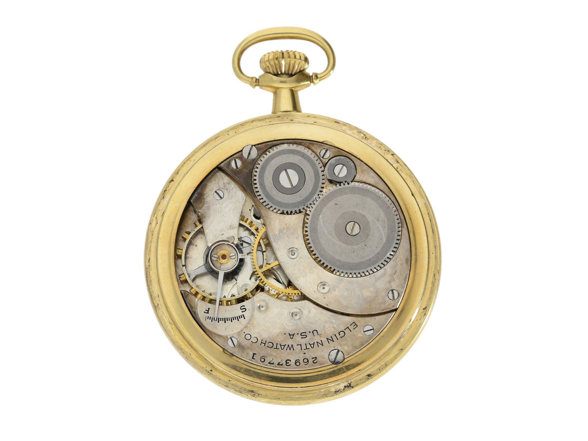 Taschenuhr: Freimaurer Taschenuhr der Marke Elgin mit außergewöhnlicher Uhrenbox/Uhrenständer, ca. - Bild 2 aus 3