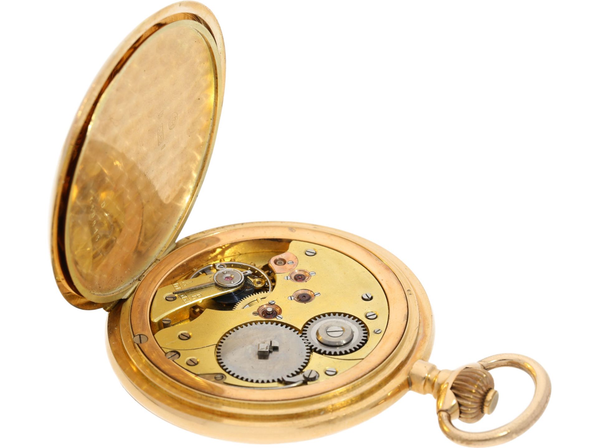 Taschenuhr: schwere, große, goldene Savonnette, Präzisionstaschenuhr System Glashütte, Schweiz um - Bild 3 aus 6