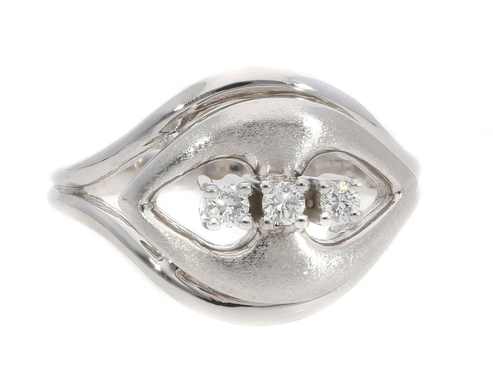 Ring: neuwertiger, dekorativer vintage Brillant/Designer-Ring aus 14K WeißgoldCa. Ø17,5mm, RG55, ca.