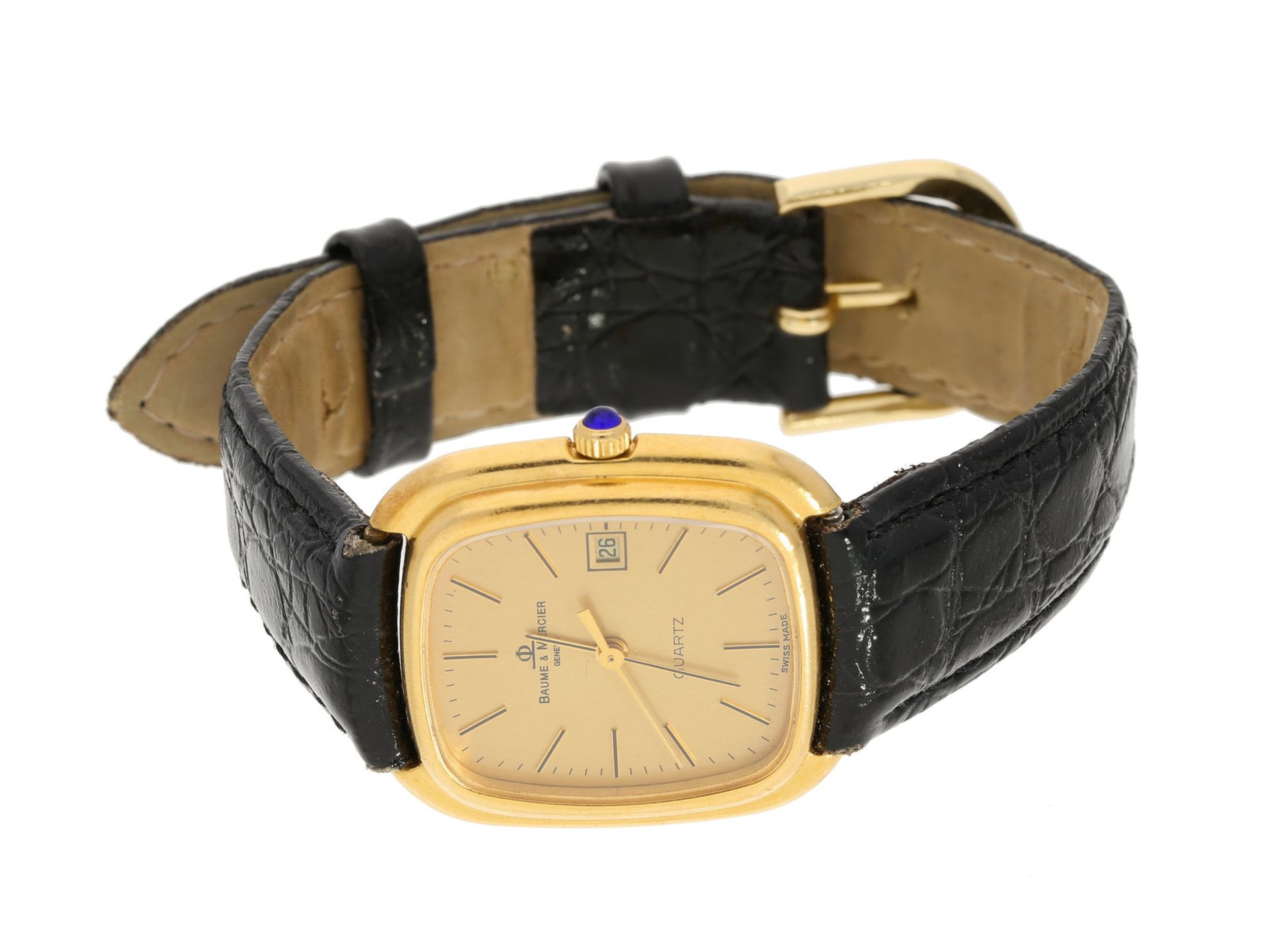 Armbanduhr: edle Damenuhr der Marke Baume & Mercier, 18K GoldCa. 27 × 28mm, 18K Gold, Referenz