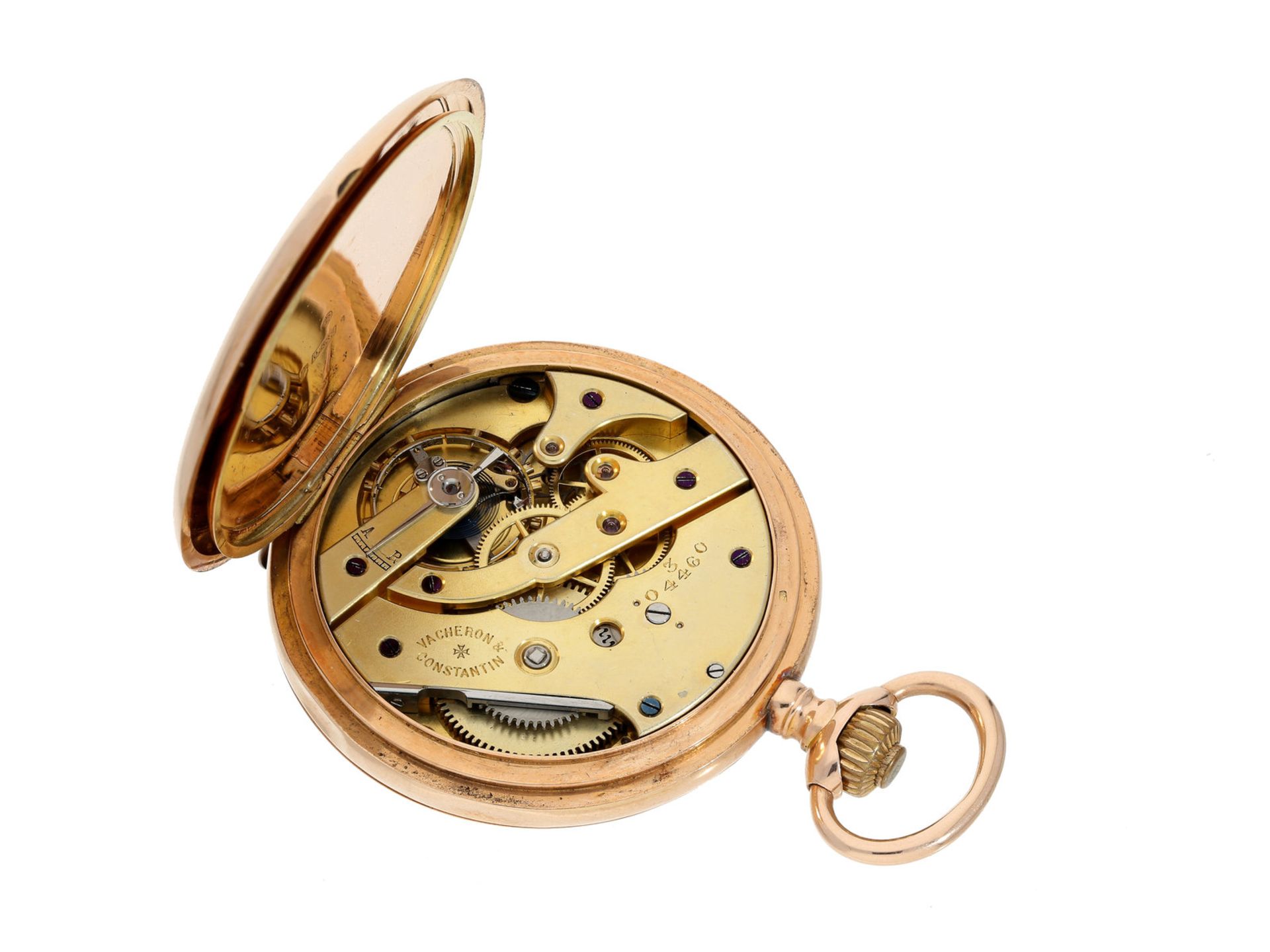 Taschenuhr: Rotgold-Savonnette, Vacheron & Constantin Ankerchronometer No. 304460, ca.1899Ca.Ø 50mm, - Bild 4 aus 4