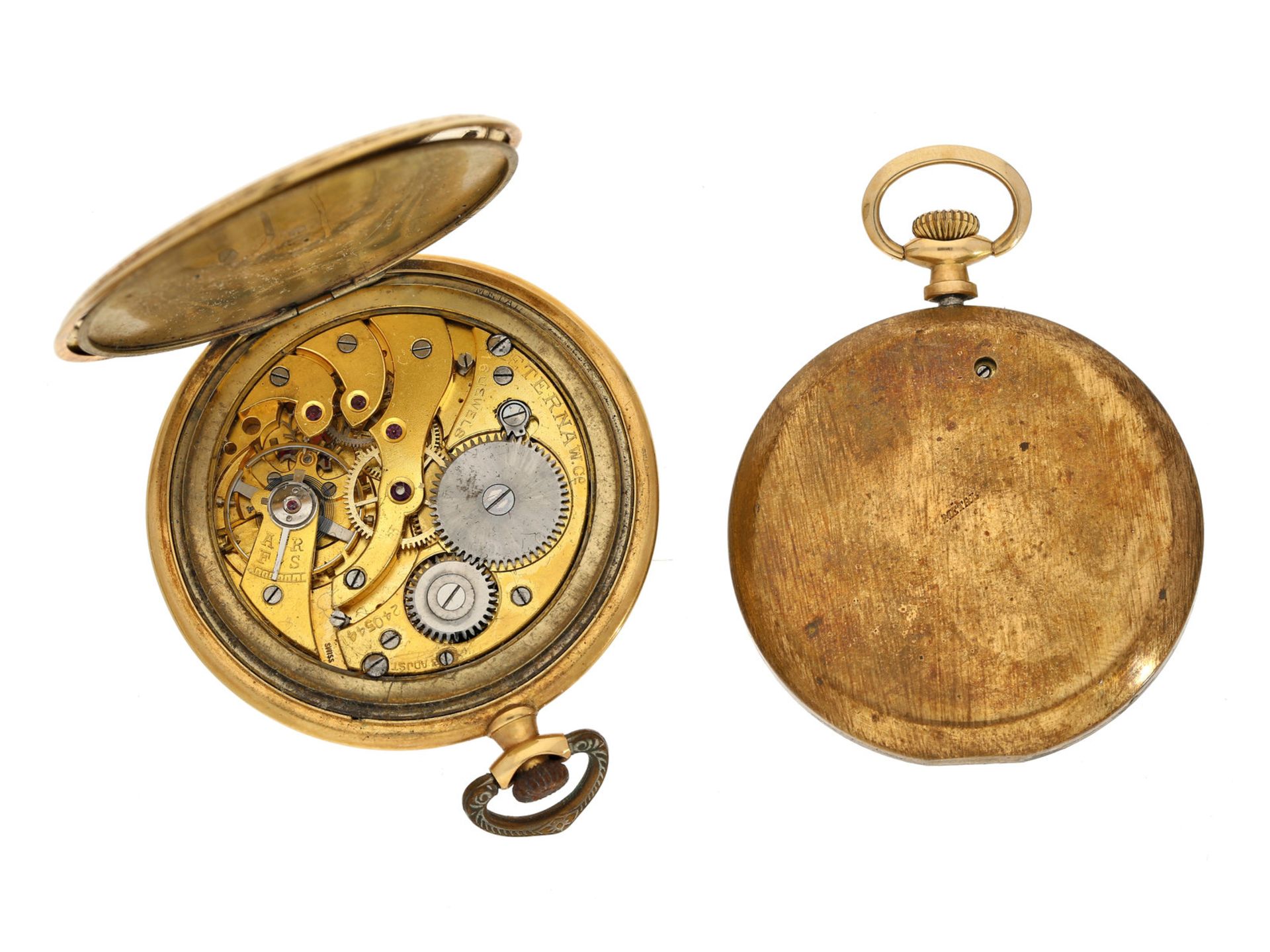 Taschenuhr: 2 goldene Frackuhren aus der Zeit des Art déco, beide Uhren bezeichnet "Chronometer"1. - Bild 3 aus 3