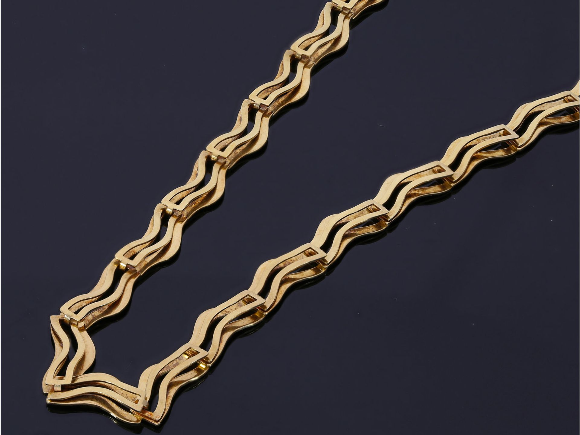 Kette/Collier: interessant gestaltetes vintage Goldcollier, 14K Gold, wellenförmiges DesignCa.