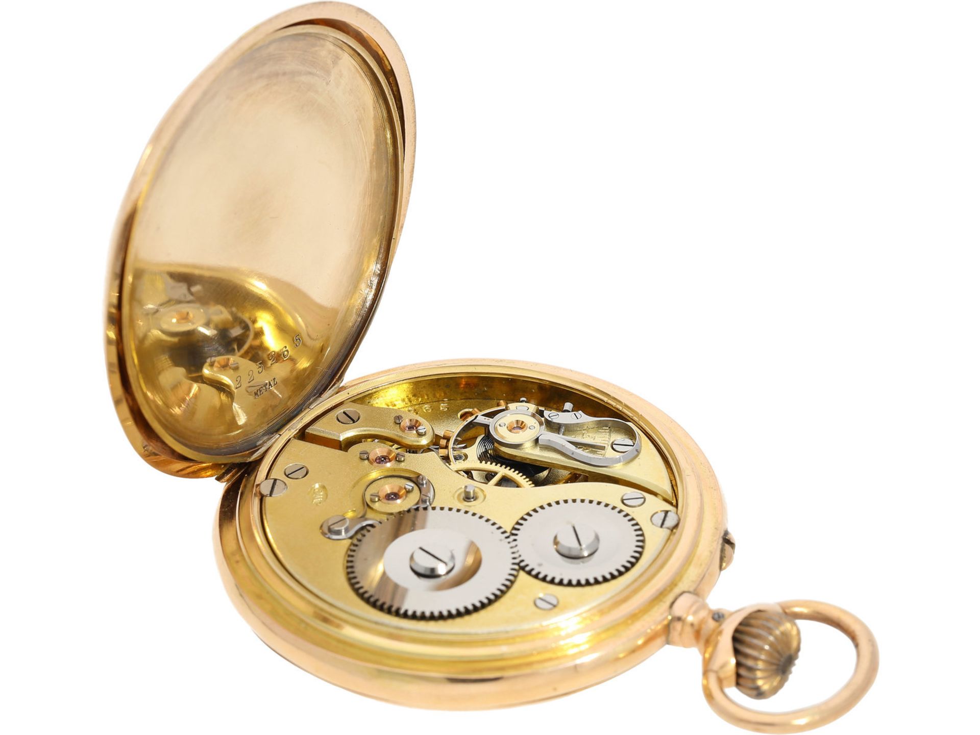 Taschenuhr: rotgoldene Herrentaschenuhr von IWC Schaffhausen, ca.1899Ca. Ø51mm, ca. 95g, 14K - Bild 4 aus 5