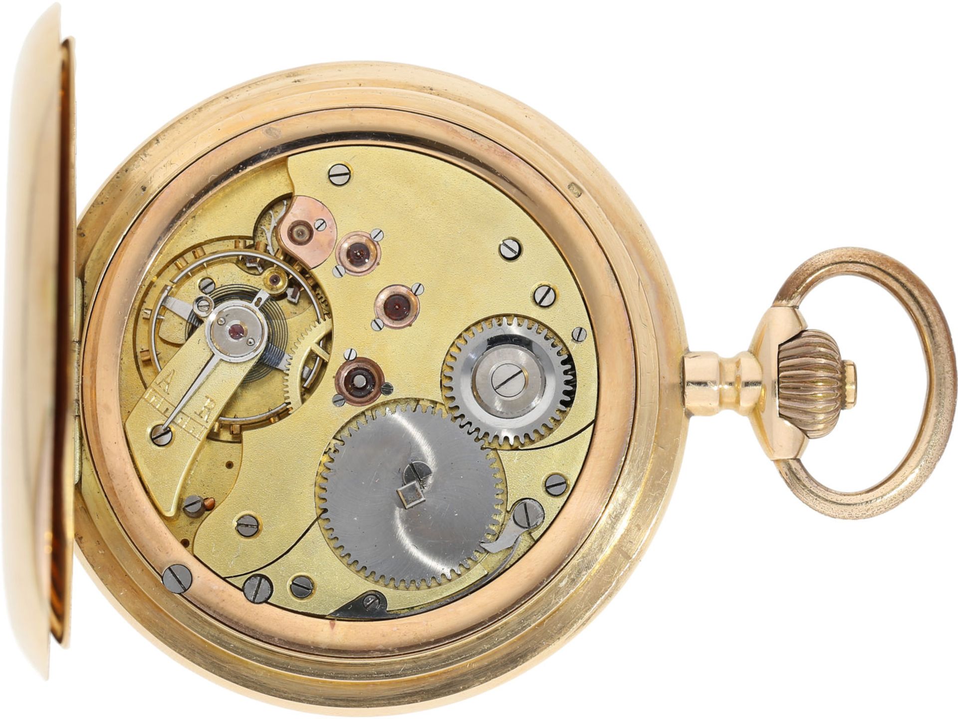 Taschenuhr: schwere, große, goldene Savonnette, Präzisionstaschenuhr System Glashütte, Schweiz um - Bild 2 aus 6