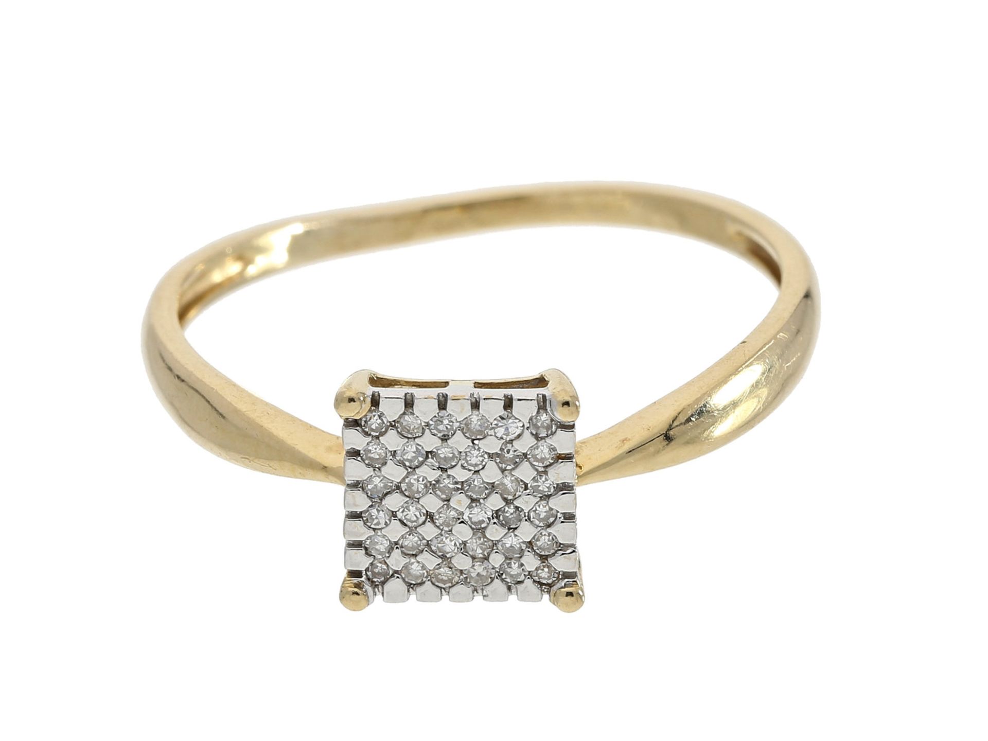 Ring: zierlicher goldener Diamantring, ca. 0,1ctCa. Ø19,5mm, RG62, ca. 1,9g, 14K Gelbgold,
