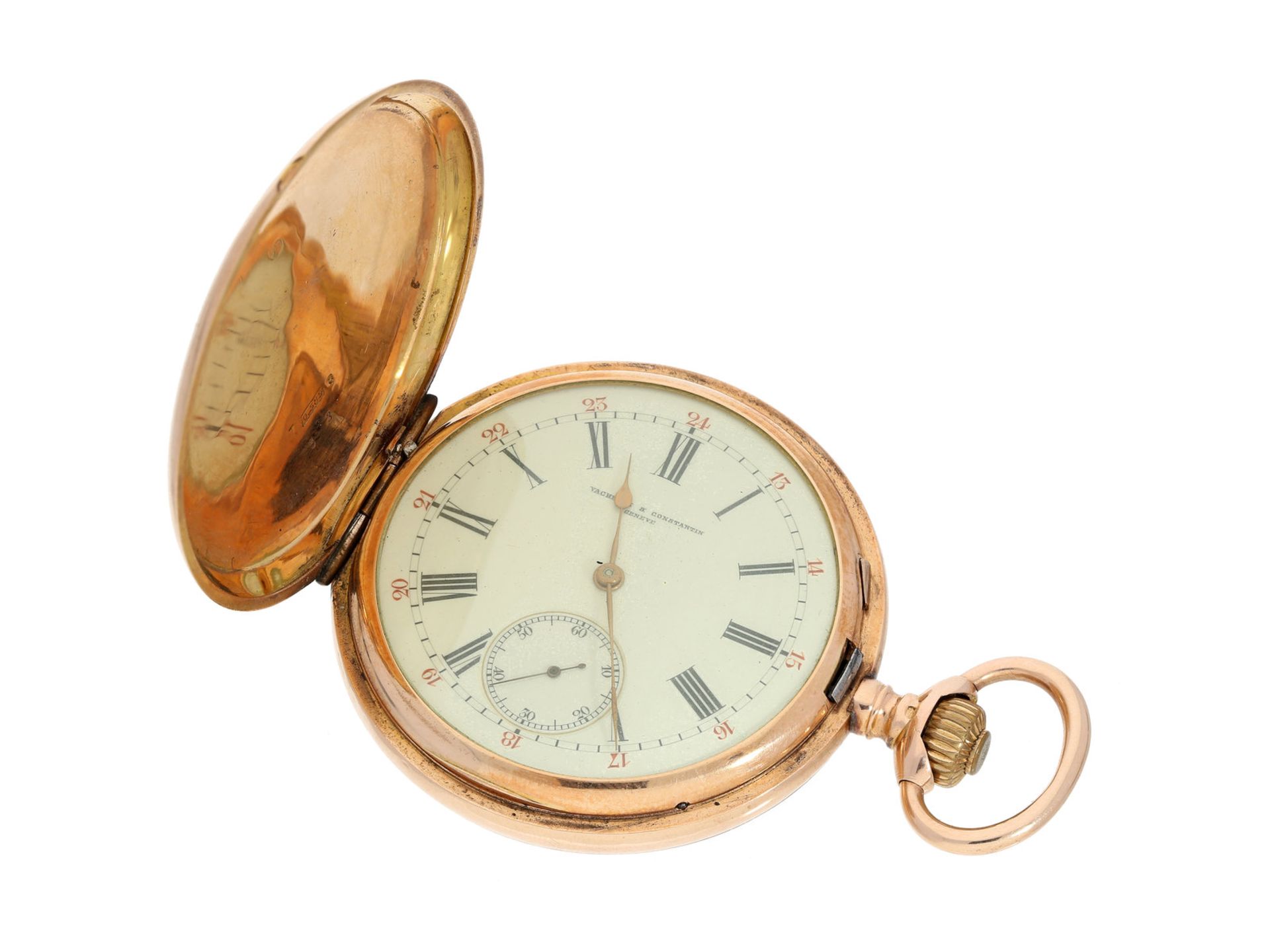 Taschenuhr: Rotgold-Savonnette, Vacheron & Constantin Ankerchronometer No. 304460, ca.1899Ca.Ø 50mm,