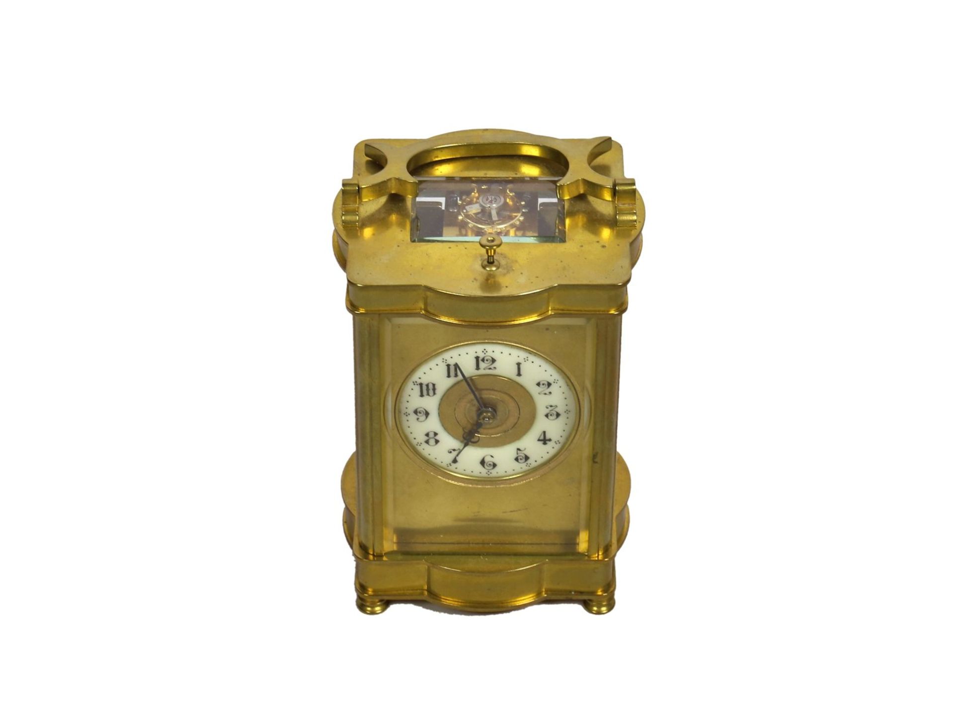 Reiseuhr: französische Reiseuhr mit Schlagwerk und Repetition, 19. Jh.Ca. 14 × 8 × 6cm