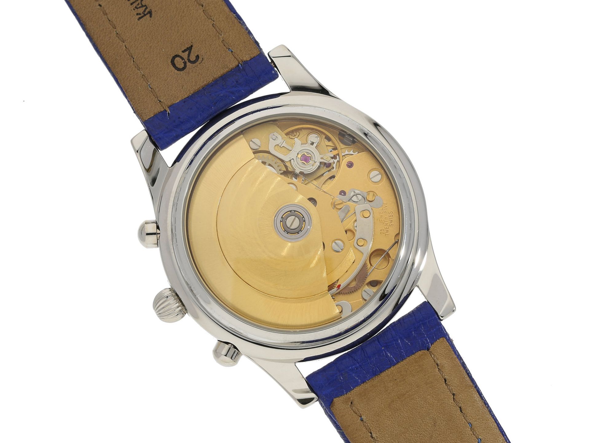 Armbanduhr: komplizierte, ungetragene vintage Herrenuhr mit Kalender, Mondphase und Chronograph, - Bild 2 aus 2