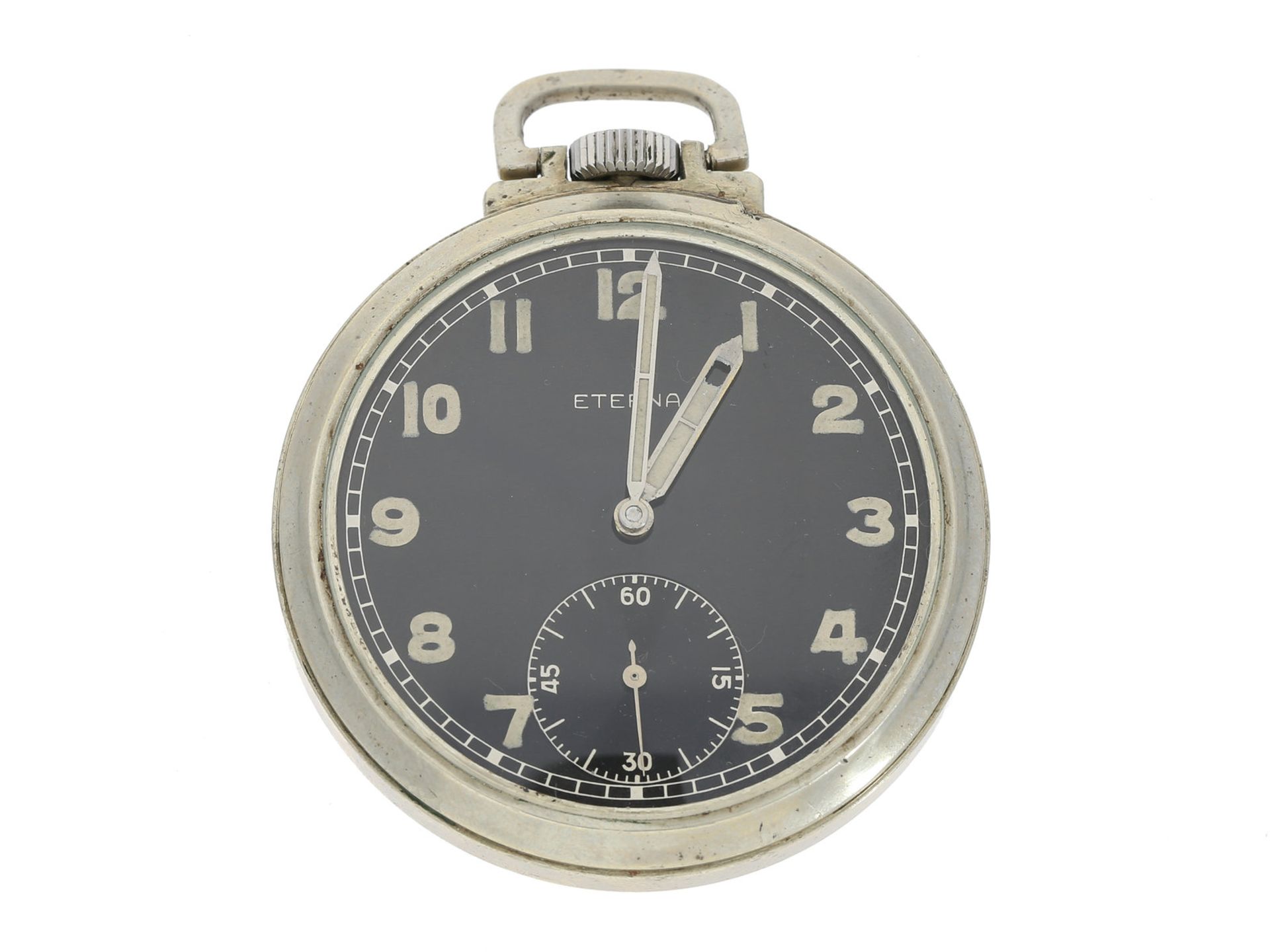 Taschenuhr: militärische Taschenuhr der Marke Eterna, 40er JahreCa. Ø50mm, ca. 97g, verschraubtes