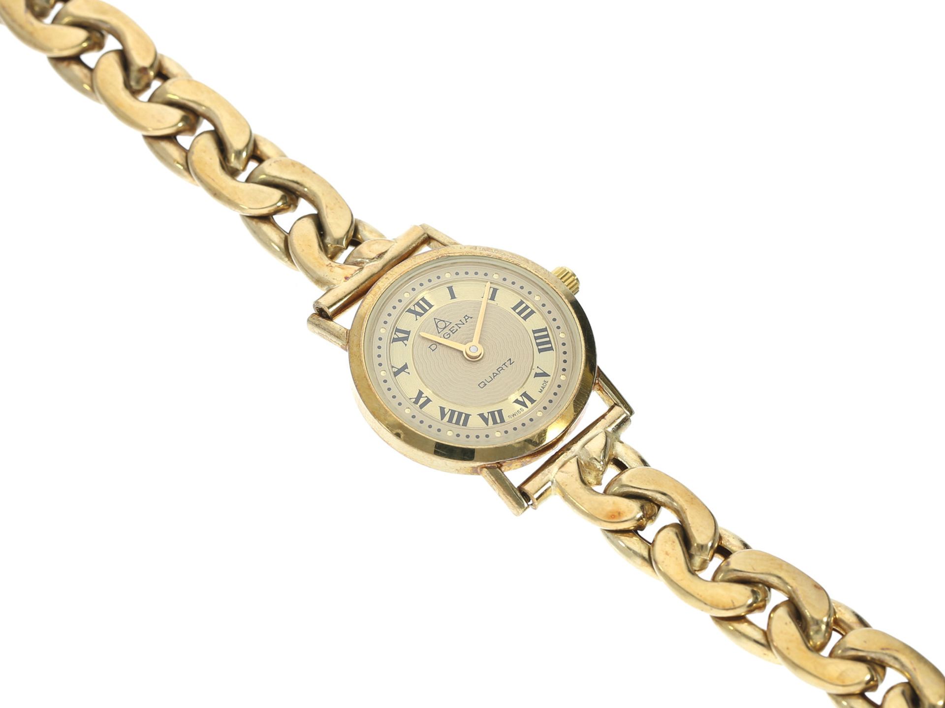 Armbanduhr: goldene vintage Damenuhr der Marke "Dugena", new-old-stock, ungetragener