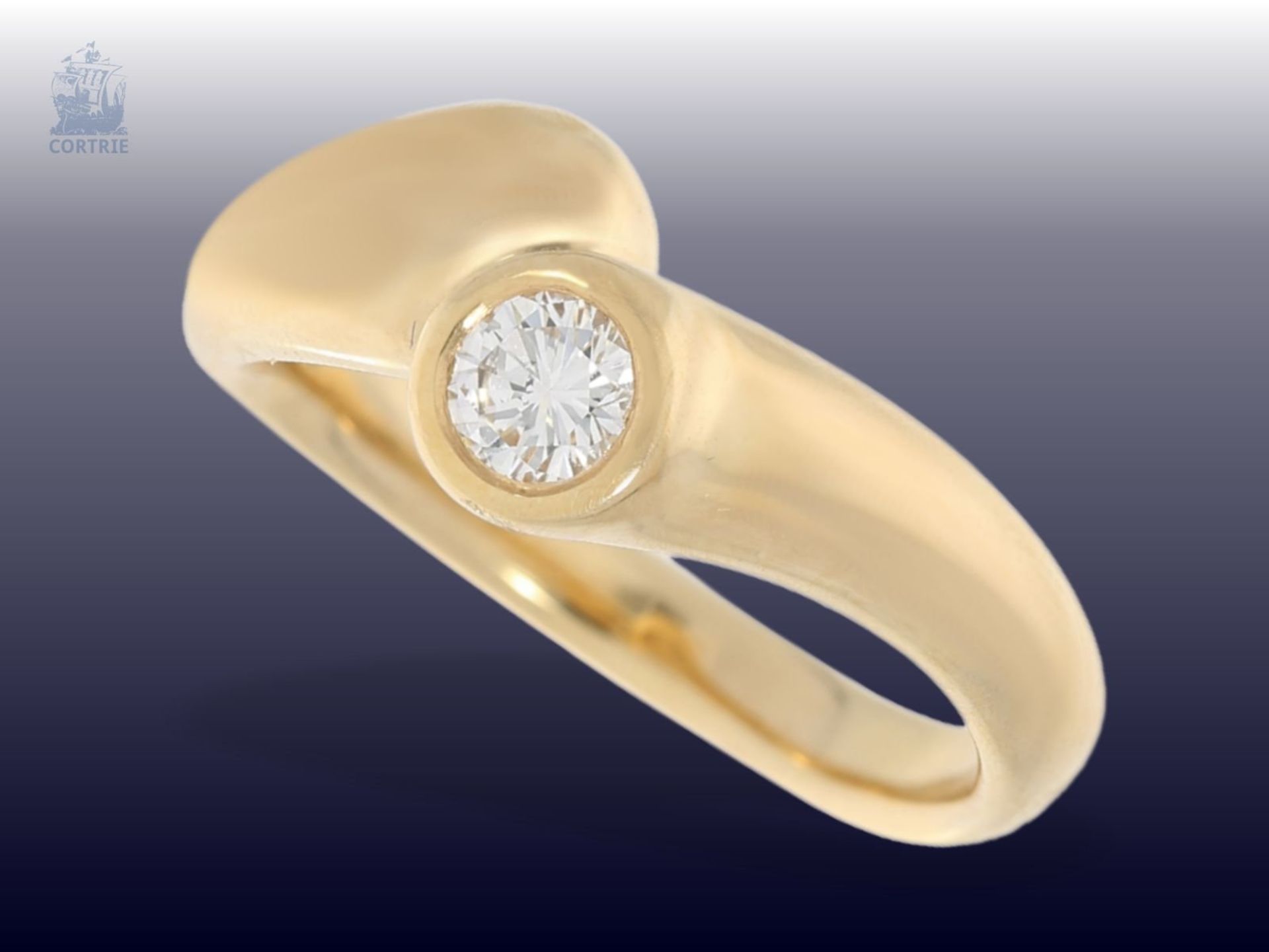 Ring: moderner Brillant/Solitär-Goldschmiedering, ca. 0,35ct, NP ca.1.200€Ca. Ø17mm, RG55, ca. 5,5g,