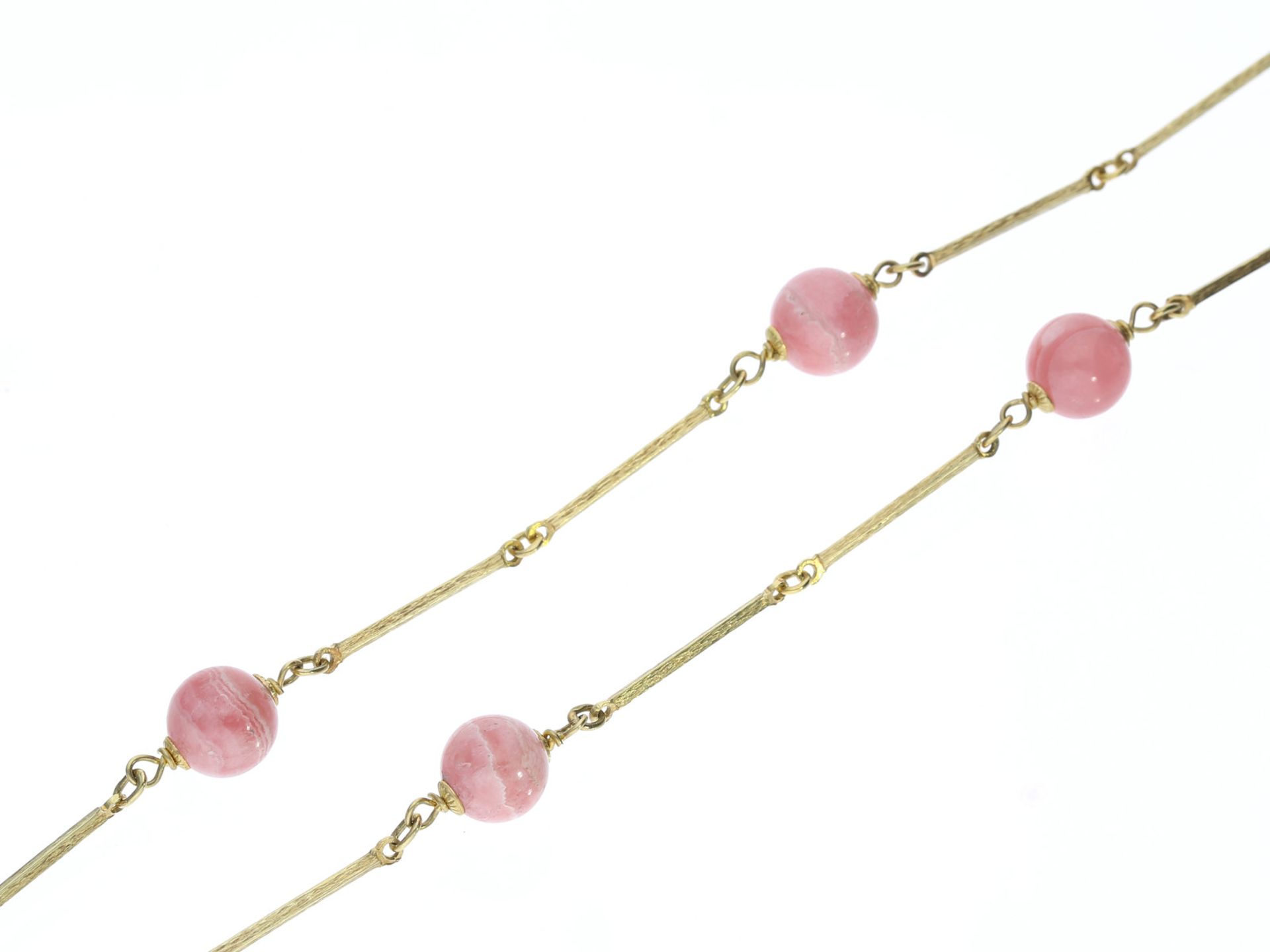 Kette/Collier: vintage Goldschmiedekette mit RhodochrositCa. 60cm lang, ca. 17,3g, 14K Gold,