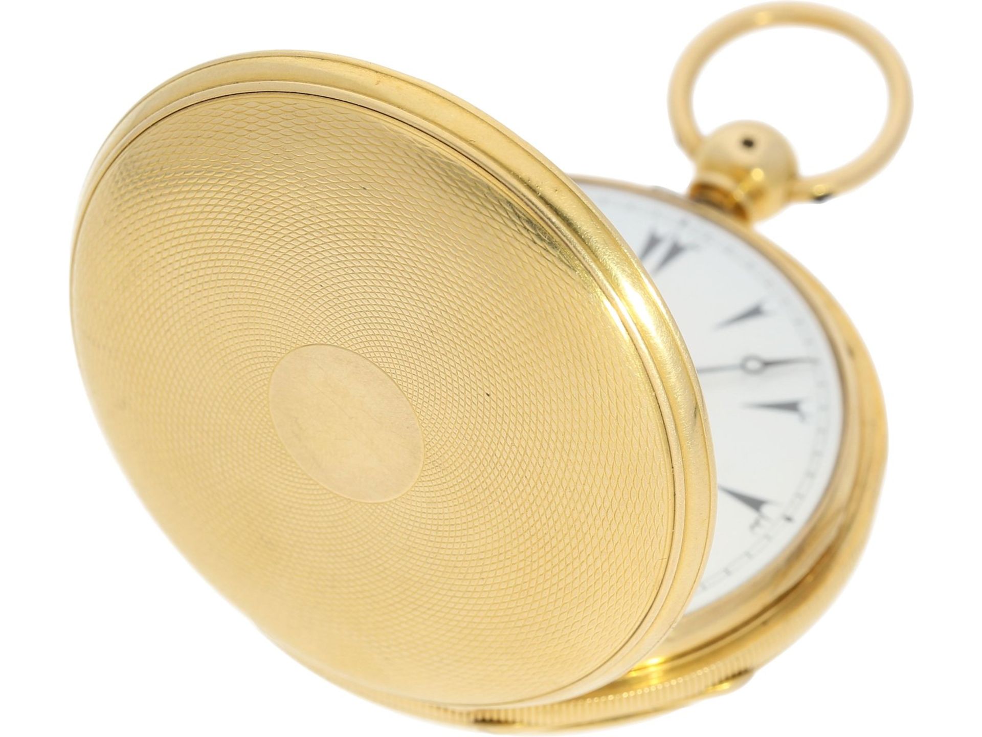 Taschenuhr: äußerst seltene 18K Goldsavonnette mit 8-Tage-Werk, England für den osmanischen Markt, - Bild 6 aus 6