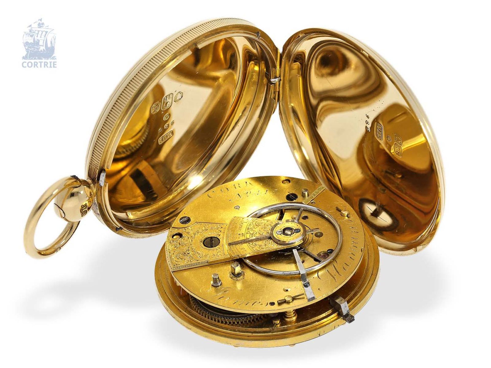 Taschenuhr: extrem seltene Blindenuhr-Goldsavonnette, 18K Gold, englische Hallmarks 1840, James - Bild 7 aus 8