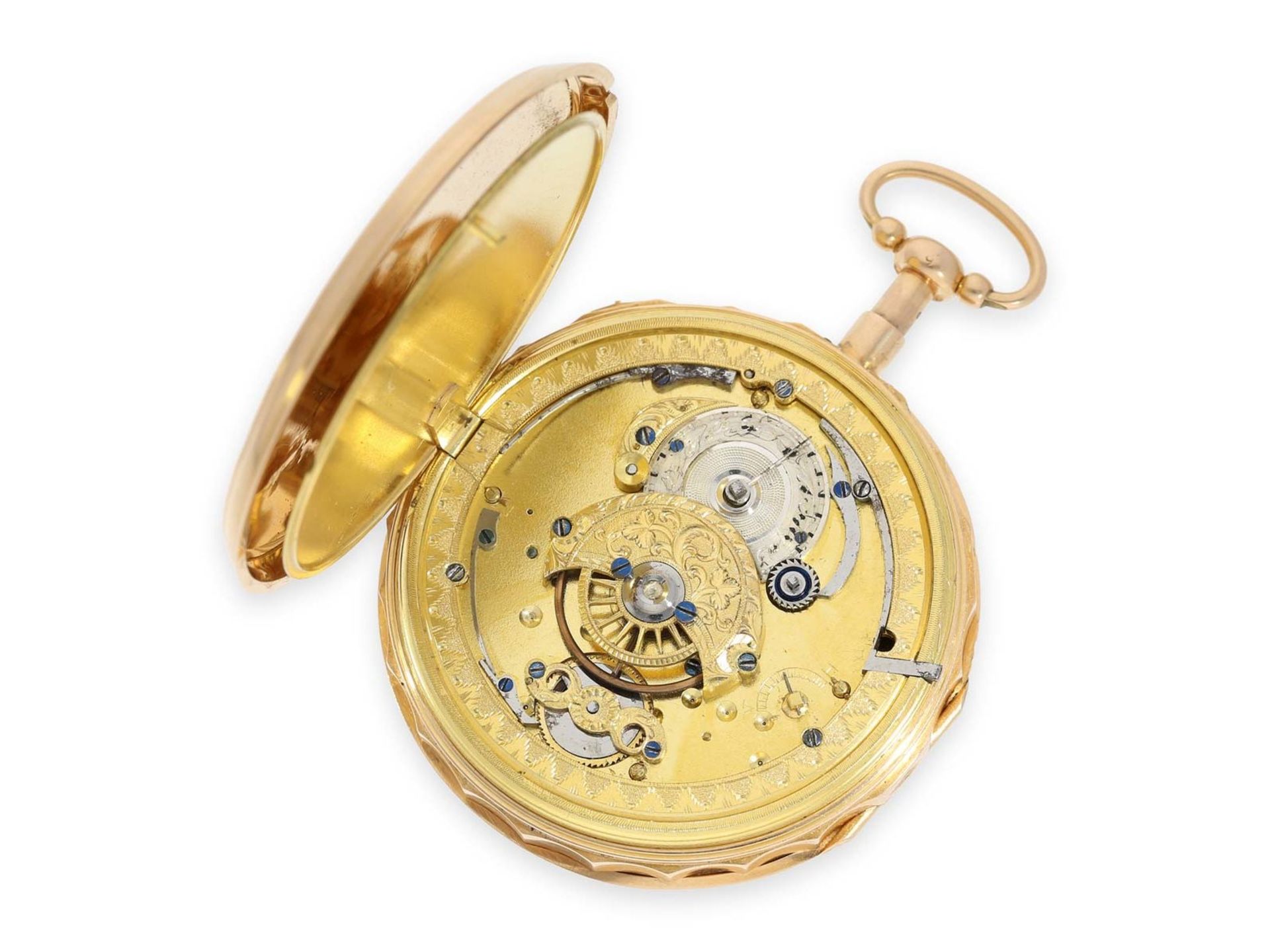 Taschenuhr: seltene, feine rotgoldene Taschenuhr mit Schlagwerk und Datum, Robert & Droz No.7704, La - Bild 5 aus 5