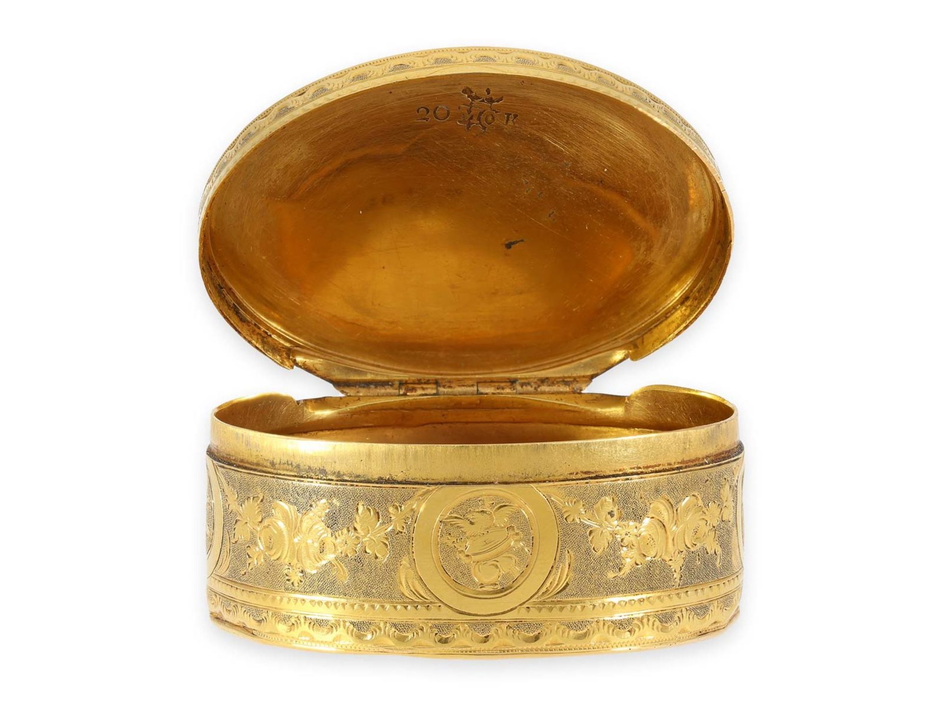 Schnupftabakdose: museale, exquisite Gold/Emaille-Schnupftabakdose, 20K Gold, Punze "MC mit - Bild 4 aus 11