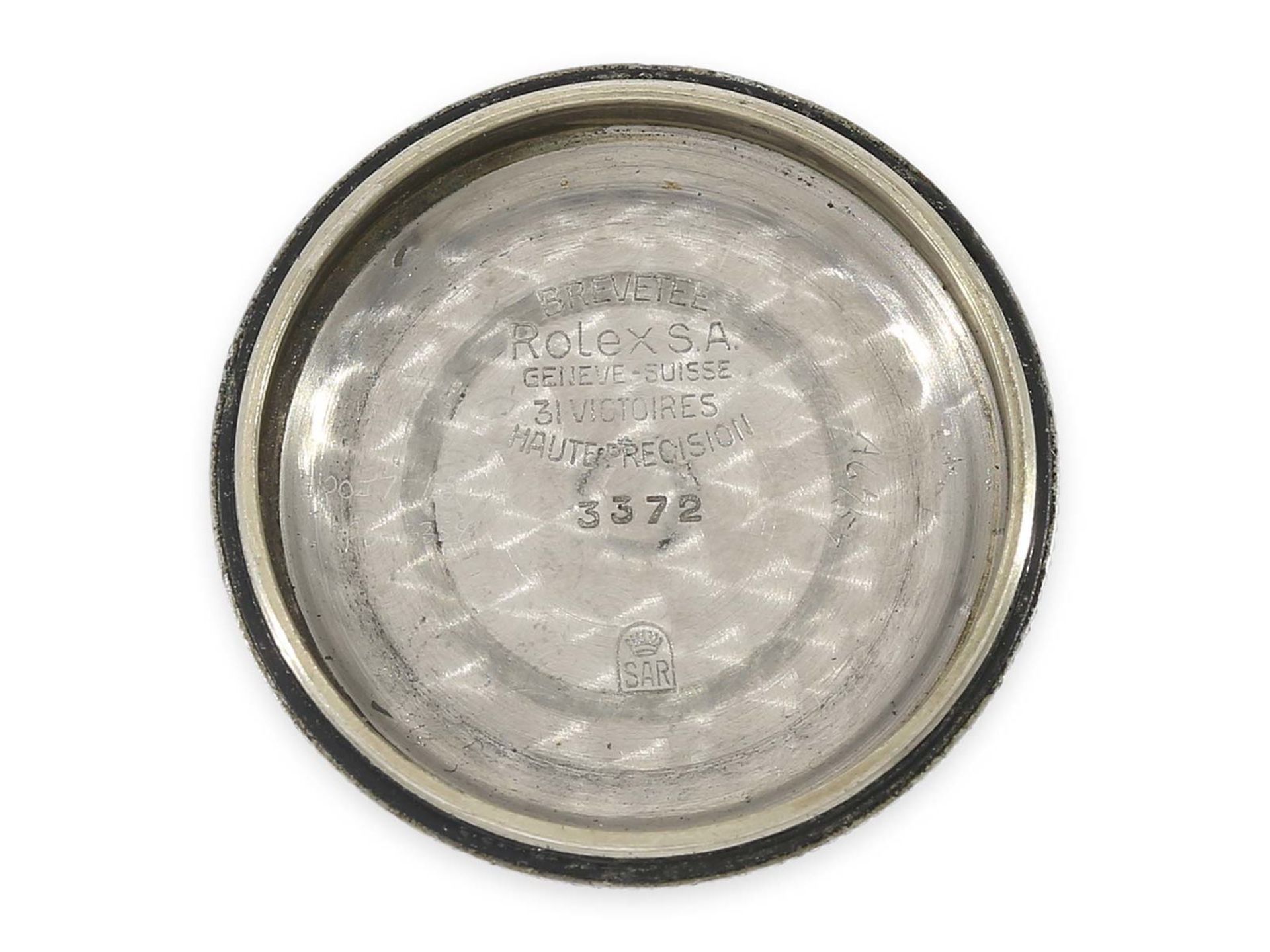 Armbanduhr: frühes Rolex Bubble Back Chronometer Ref.3372, ca.1943Ca. 32 × 32mm, Edelstahl, - Bild 4 aus 4