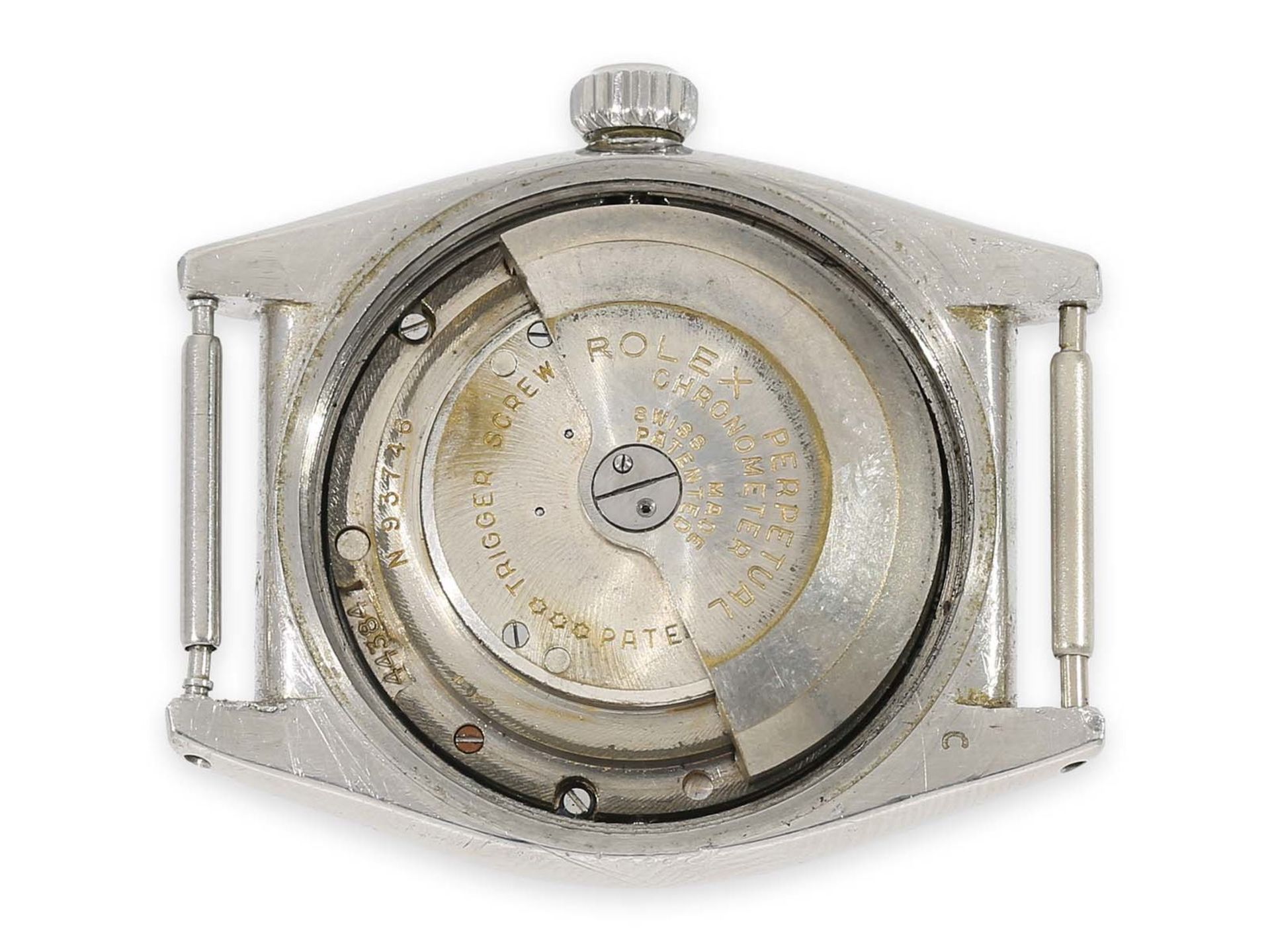 Armbanduhr: frühes Rolex Bubble Back Chronometer Ref.3372, ca.1943Ca. 32 × 32mm, Edelstahl, - Bild 2 aus 4