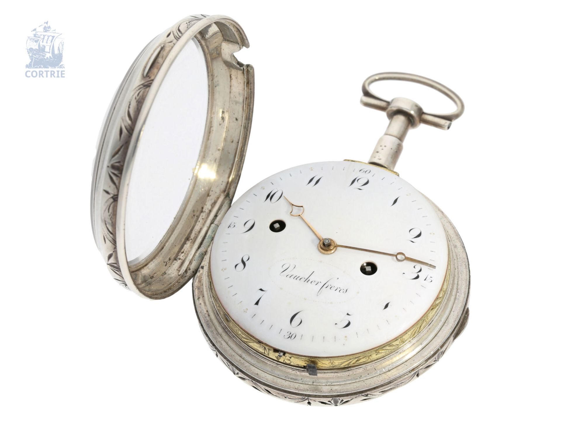 Taschenuhr: feine und seltene, große Clockwatch mit Stunden-Selbstschlag und Stundenrepetition, - Bild 4 aus 5