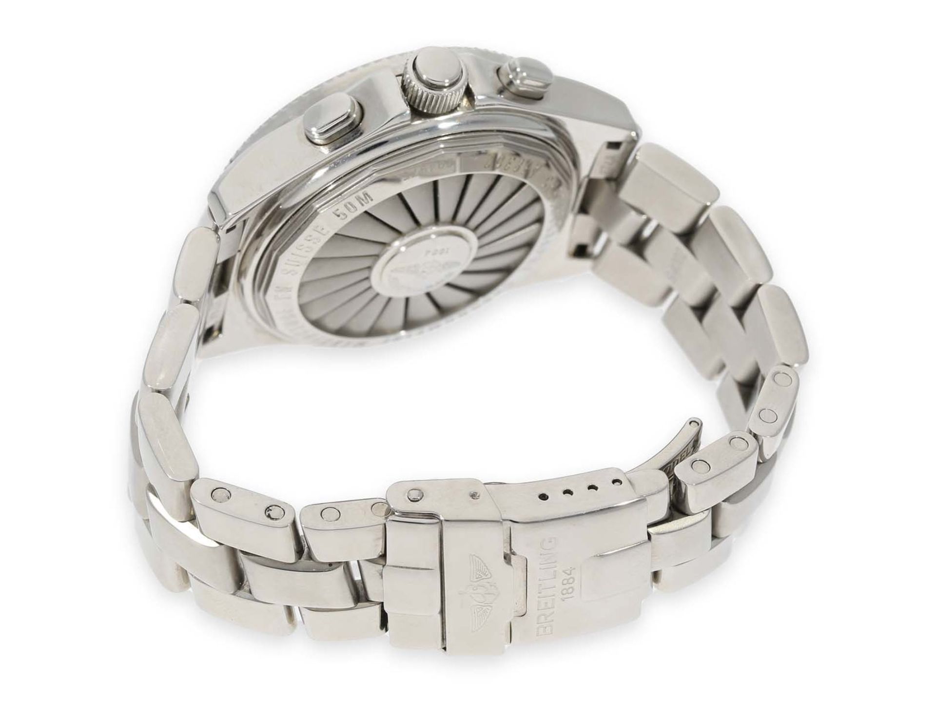 Armbanduhr: sportlicher, seltener Breitling Chronograph in ausgezeichnetem Zustand, Breitling "B-1 - Bild 3 aus 4