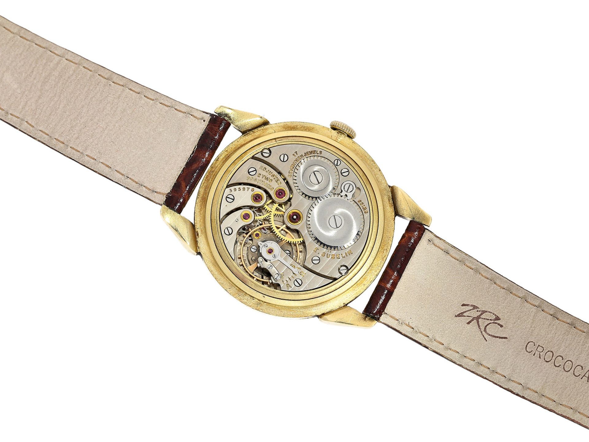 Armbanduhr: frühe, sehr seltene Herrenarmbanduhr mit Originalbox, E.Gübelin Lucerne, 1947Ca. Ø34, - Bild 3 aus 4