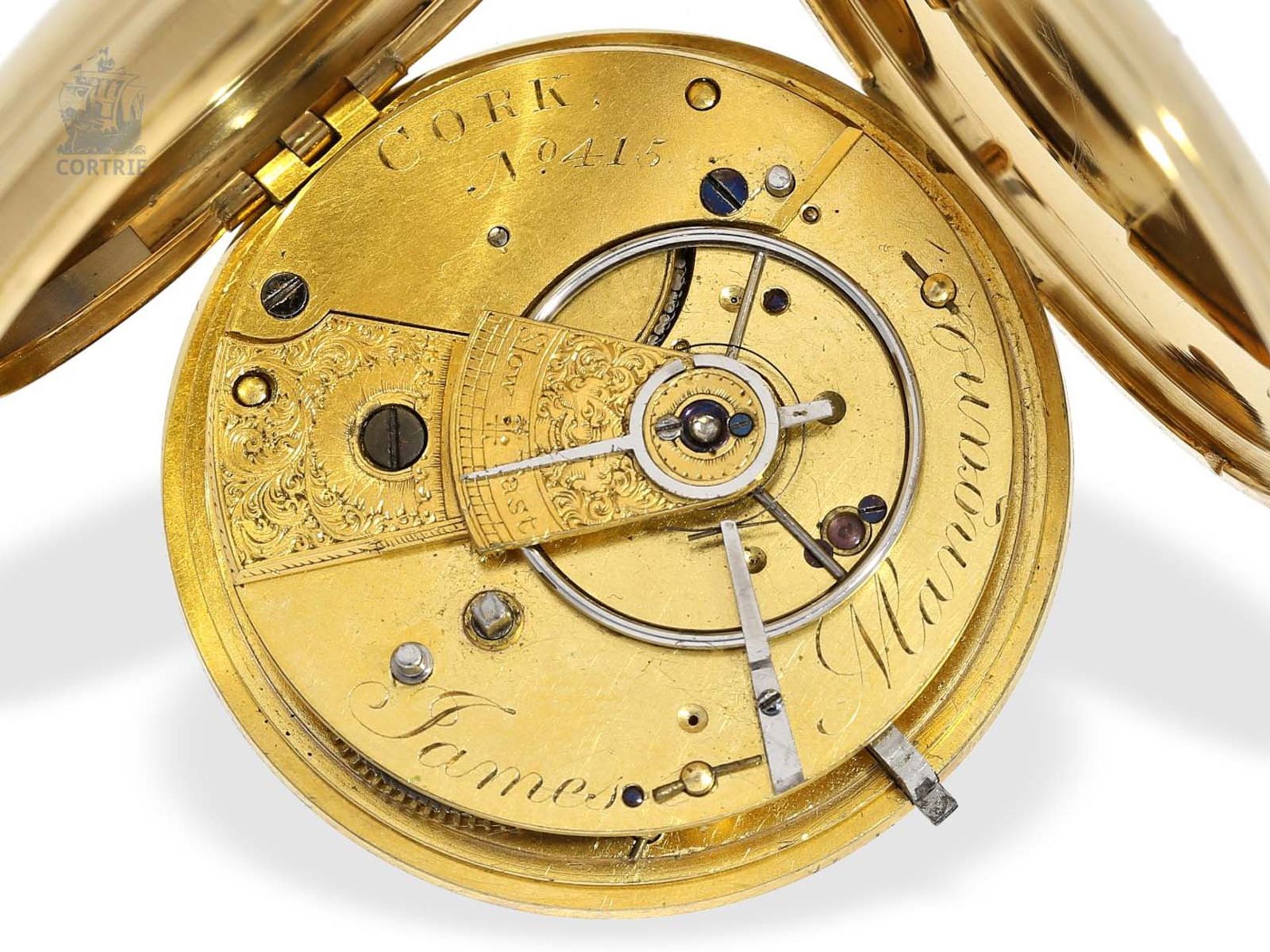 Taschenuhr: extrem seltene Blindenuhr-Goldsavonnette, 18K Gold, englische Hallmarks 1840, James - Bild 8 aus 8