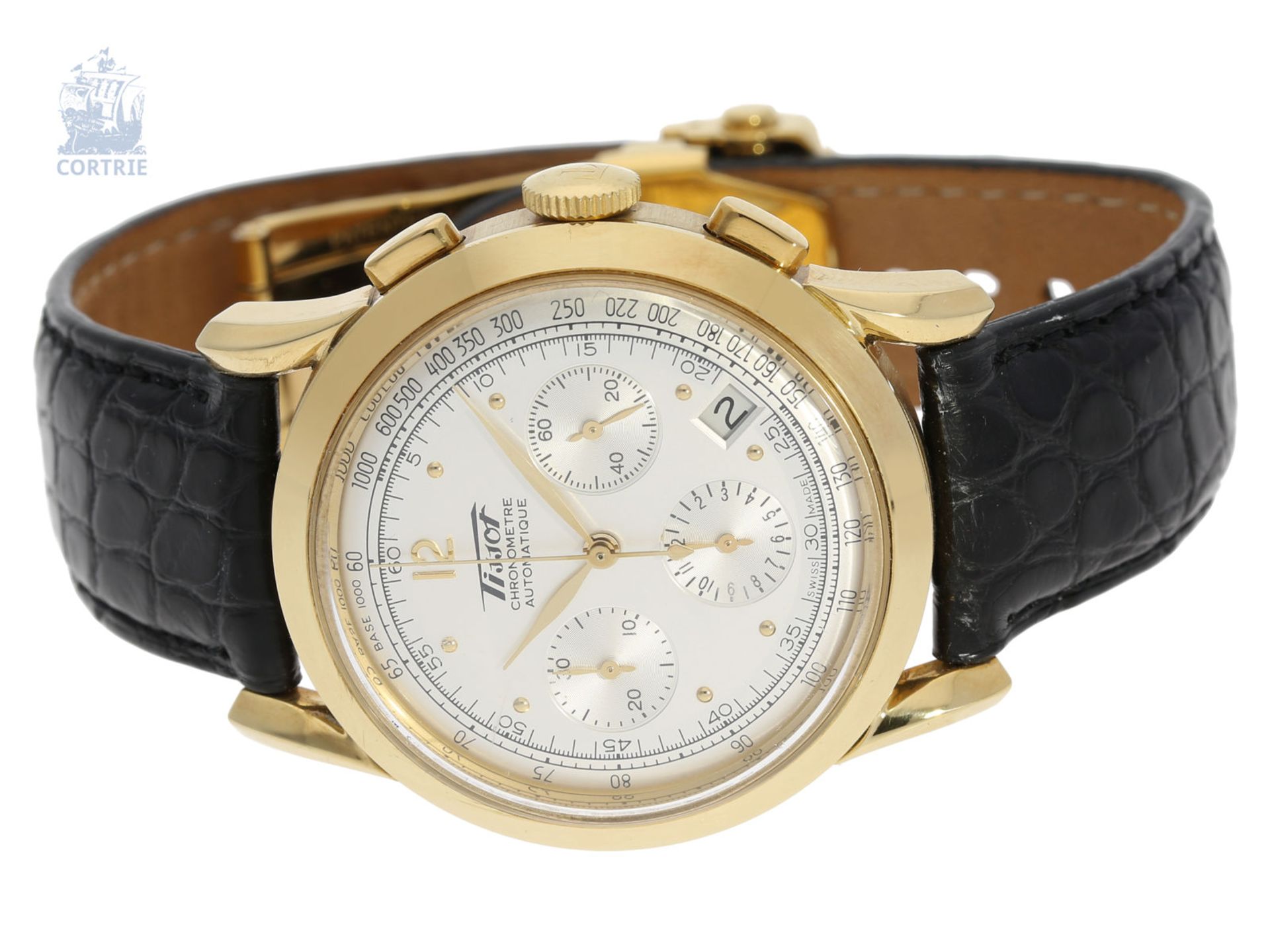 Armbanduhr: luxuriöser, sehr seltener, schwerer goldener Tissot Heritage Jubiläums-Chronograph, " - Bild 2 aus 6