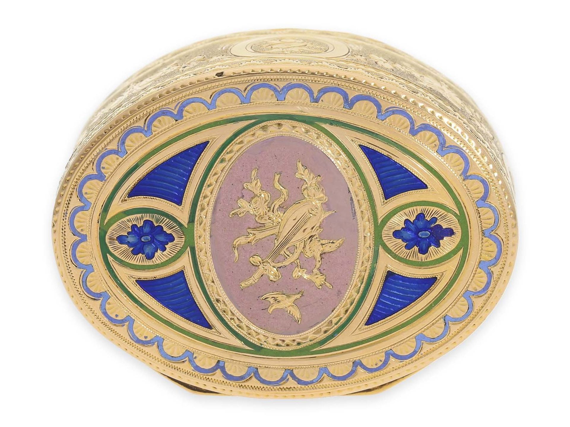 Schnupftabakdose: museale, exquisite Gold/Emaille-Schnupftabakdose, 20K Gold, Punze "MC mit - Bild 9 aus 11