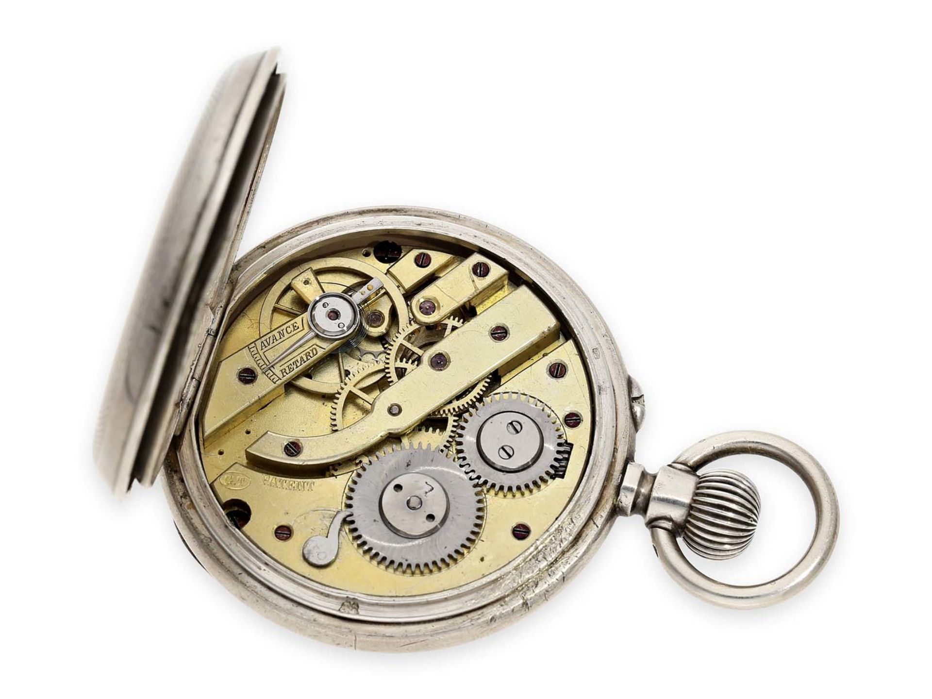 Taschenuhr: seltene digitale Taschenuhr mit springender Stunde und springender Minute, Marke - Bild 2 aus 6