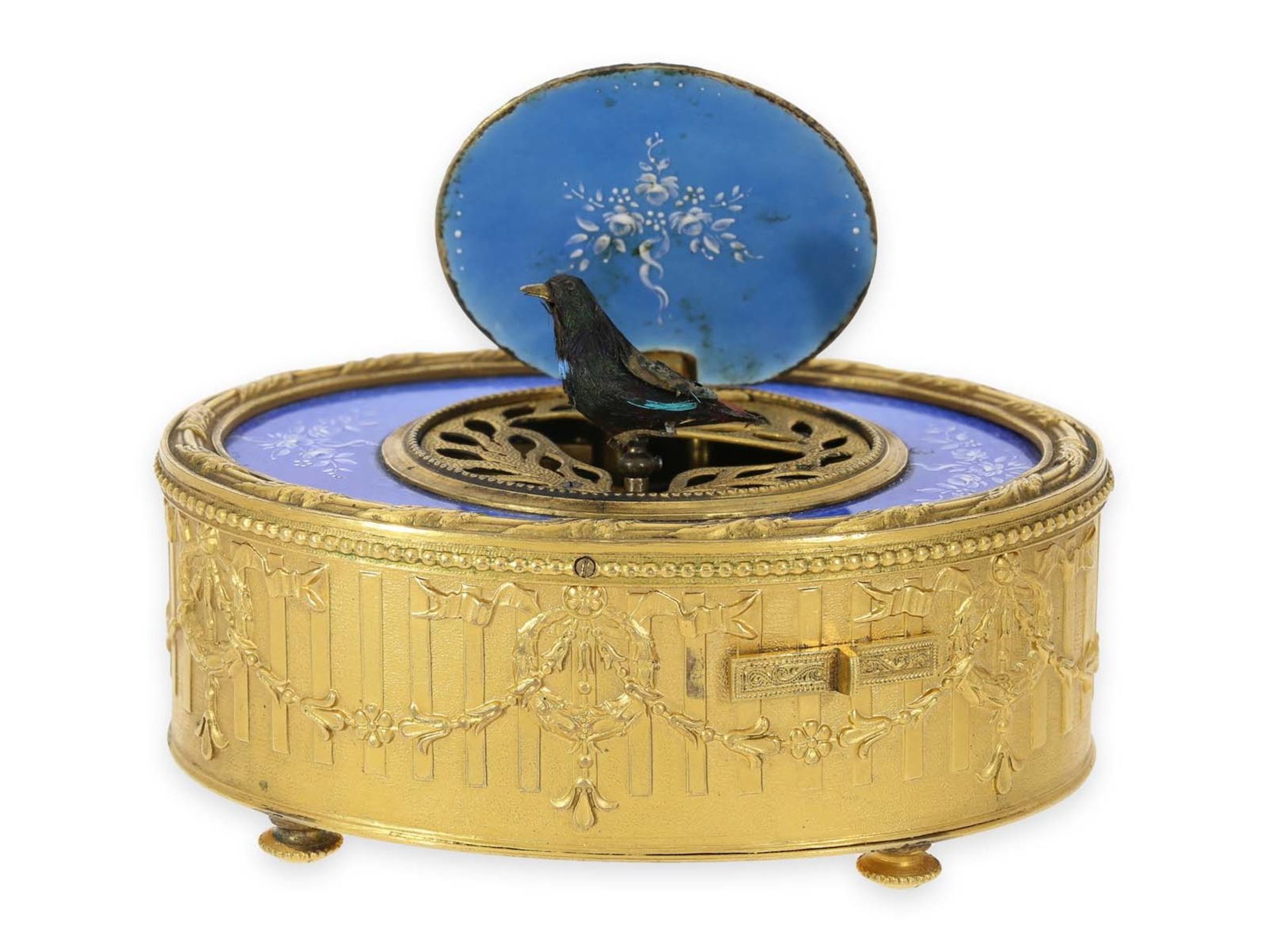 Singvogeldose: museale, extrem seltene, außergewöhnlich frühe Genfer Singvogeldose mit blauer - Image 5 of 5