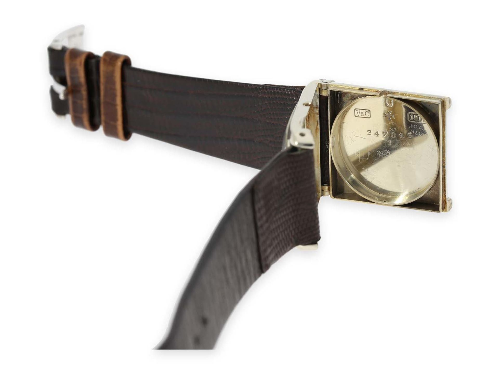 Armbanduhr: extrem rare Vacheron & Constantin Art déco Herrenuhr in Weißgold, ca.1925Ca. 23 x - Bild 3 aus 4