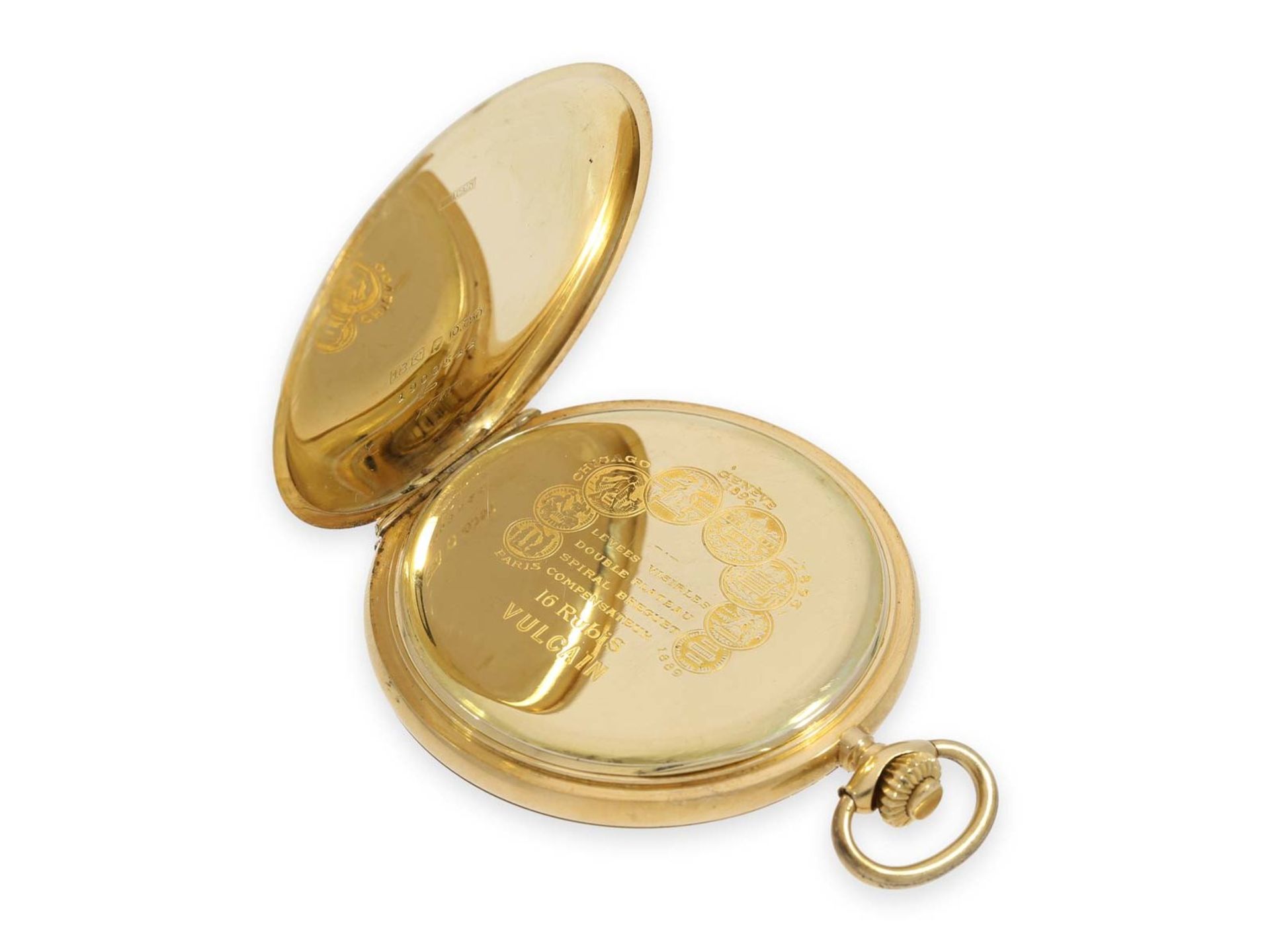 Taschenuhr: hochfeine Ditisheim Goldsavonnette "Chronometre Vulcain", komplett originaler Zustand - Bild 4 aus 6