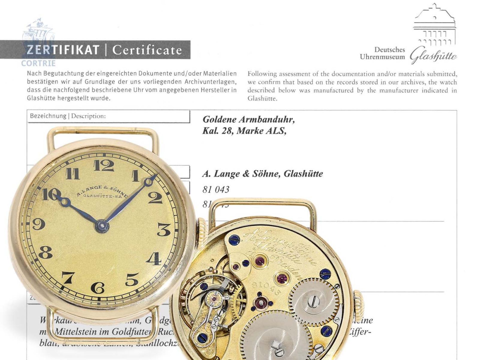 Armbanduhr: frühe und äußerst seltene Armbanduhr von A. Lange & Söhne Glashütte, Baujahr 1924, mit