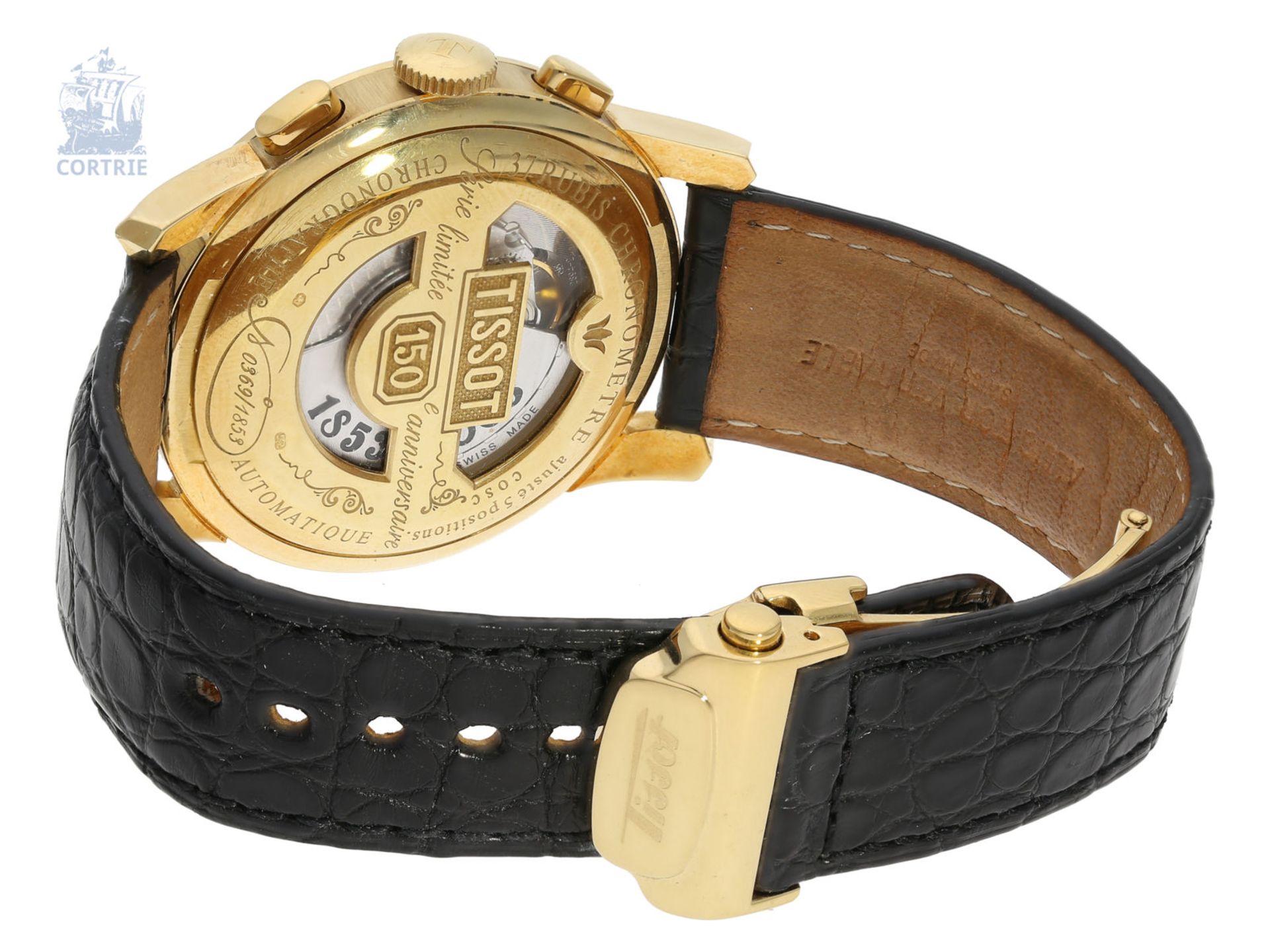 Armbanduhr: luxuriöser, sehr seltener, schwerer goldener Tissot Heritage Jubiläums-Chronograph, " - Bild 3 aus 6