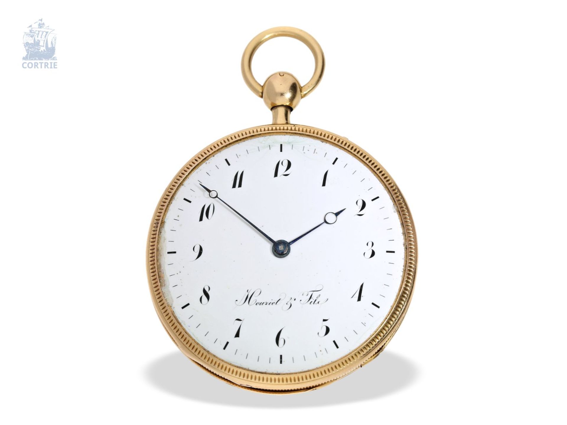 Taschenuhr: hochfeine, große Taschenuhr mit Repetition, 18K Gold, bedeutender Uhrmacher: Houriet & - Bild 5 aus 5