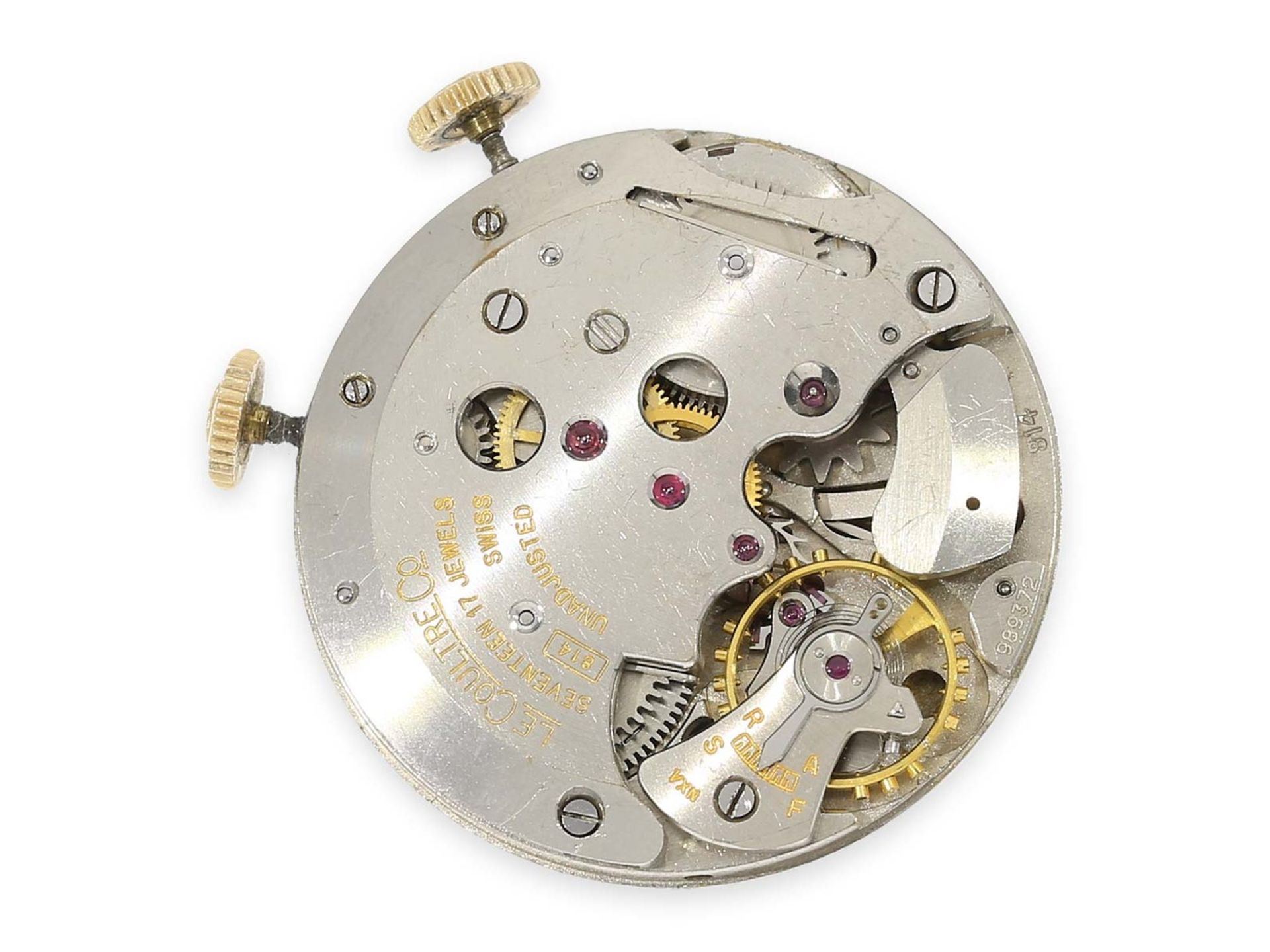 Armbanduhr: seltene, frühe Le Coultre "Memovox -Wristalarm", ca.1950Ca. Ø32mm, 10K goldfilled, - Bild 2 aus 4