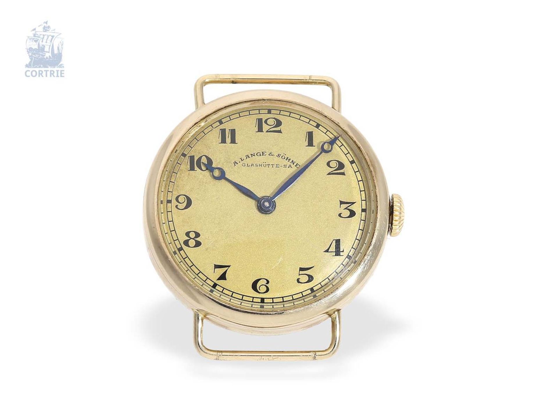 Armbanduhr: frühe und äußerst seltene Armbanduhr von A. Lange & Söhne Glashütte, Baujahr 1924, mit - Bild 5 aus 6