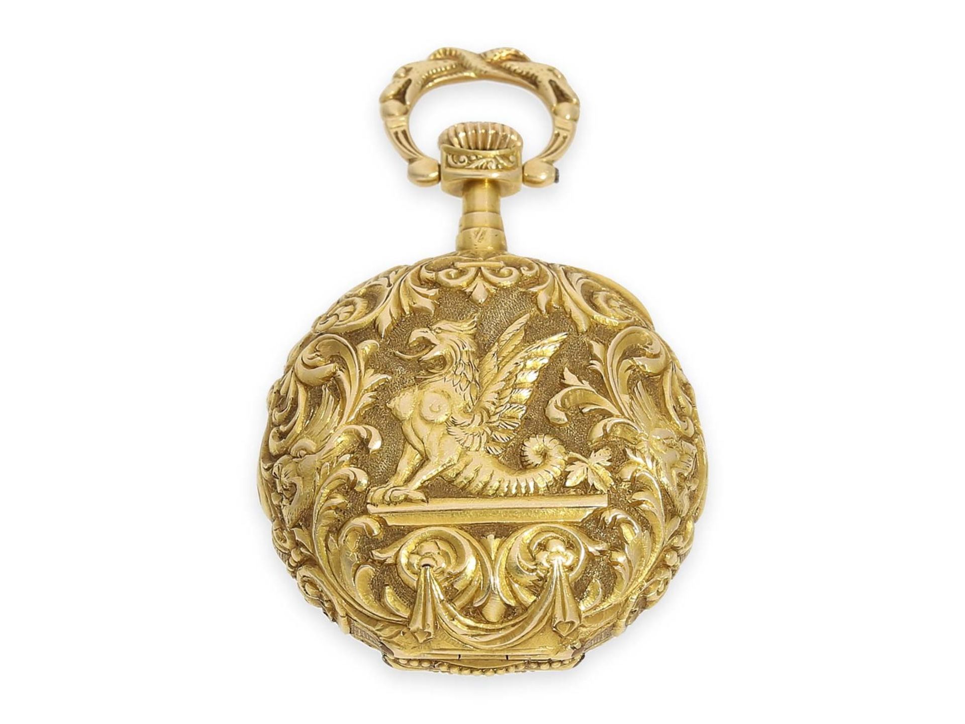 Taschenuhr: extrem rare Omega Damenuhr mit Renaissance-Gehäuse und Zifferblatt aus Guilloche-