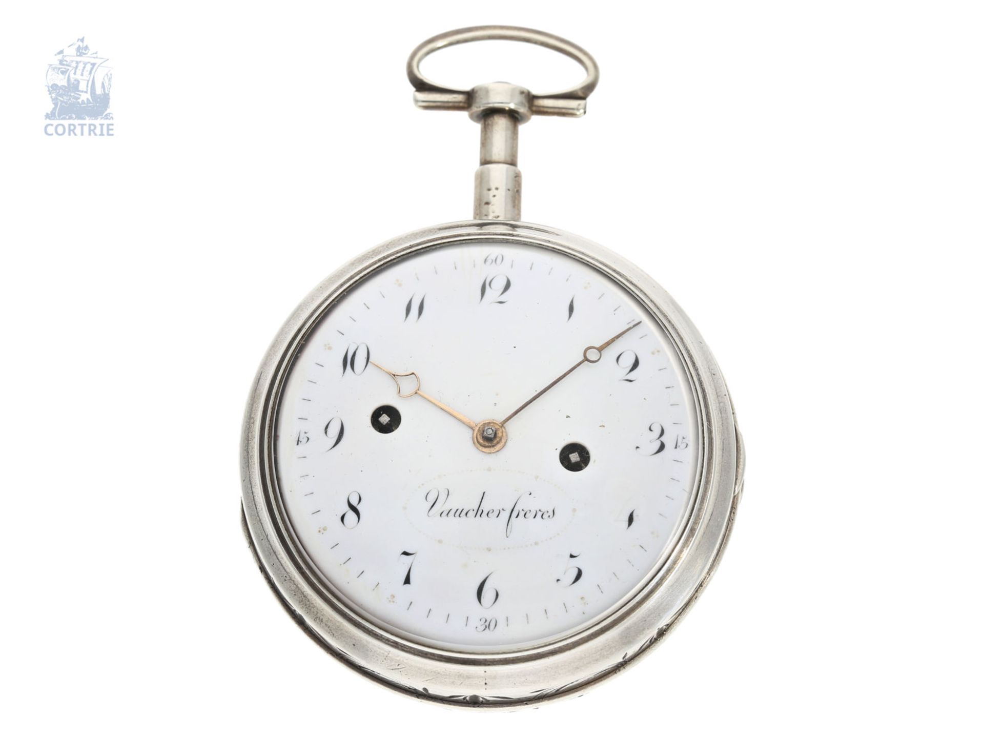 Taschenuhr: feine und seltene, große Clockwatch mit Stunden-Selbstschlag und Stundenrepetition,